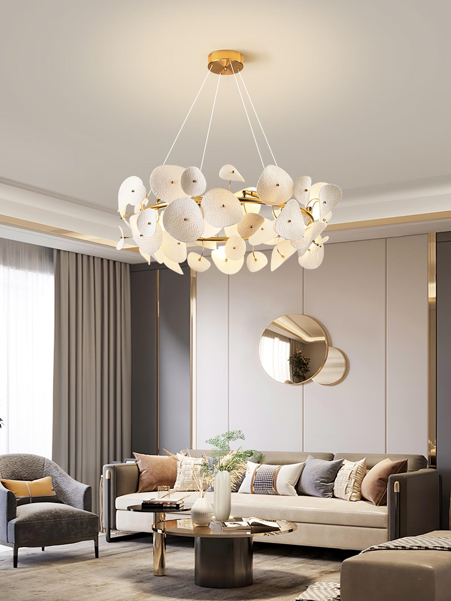 Virinira Modern Elegance Petal Metal Ceramic Chandelier - Blowlighting
