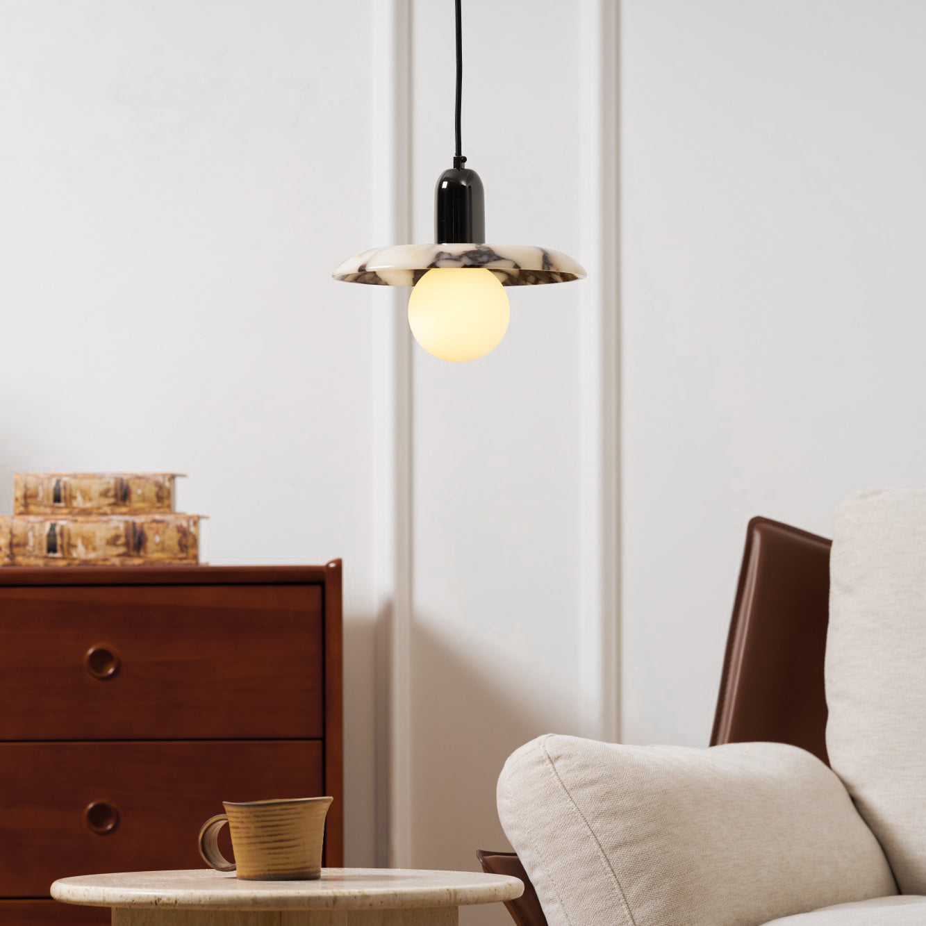 Ulcaran Modern Minimalist Marble Metal Pendant Lamp - Lamp Copper