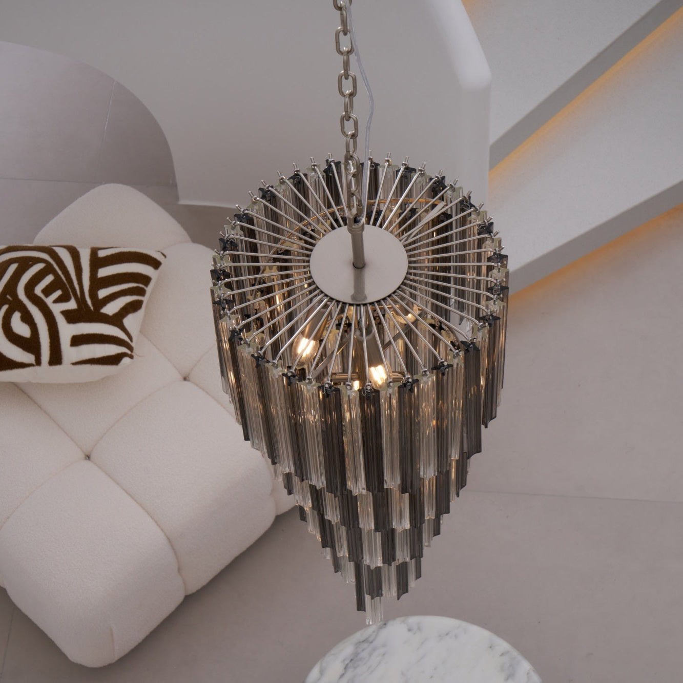 Aurora Chandelier Smoked Glass Spiral - Neutralighting