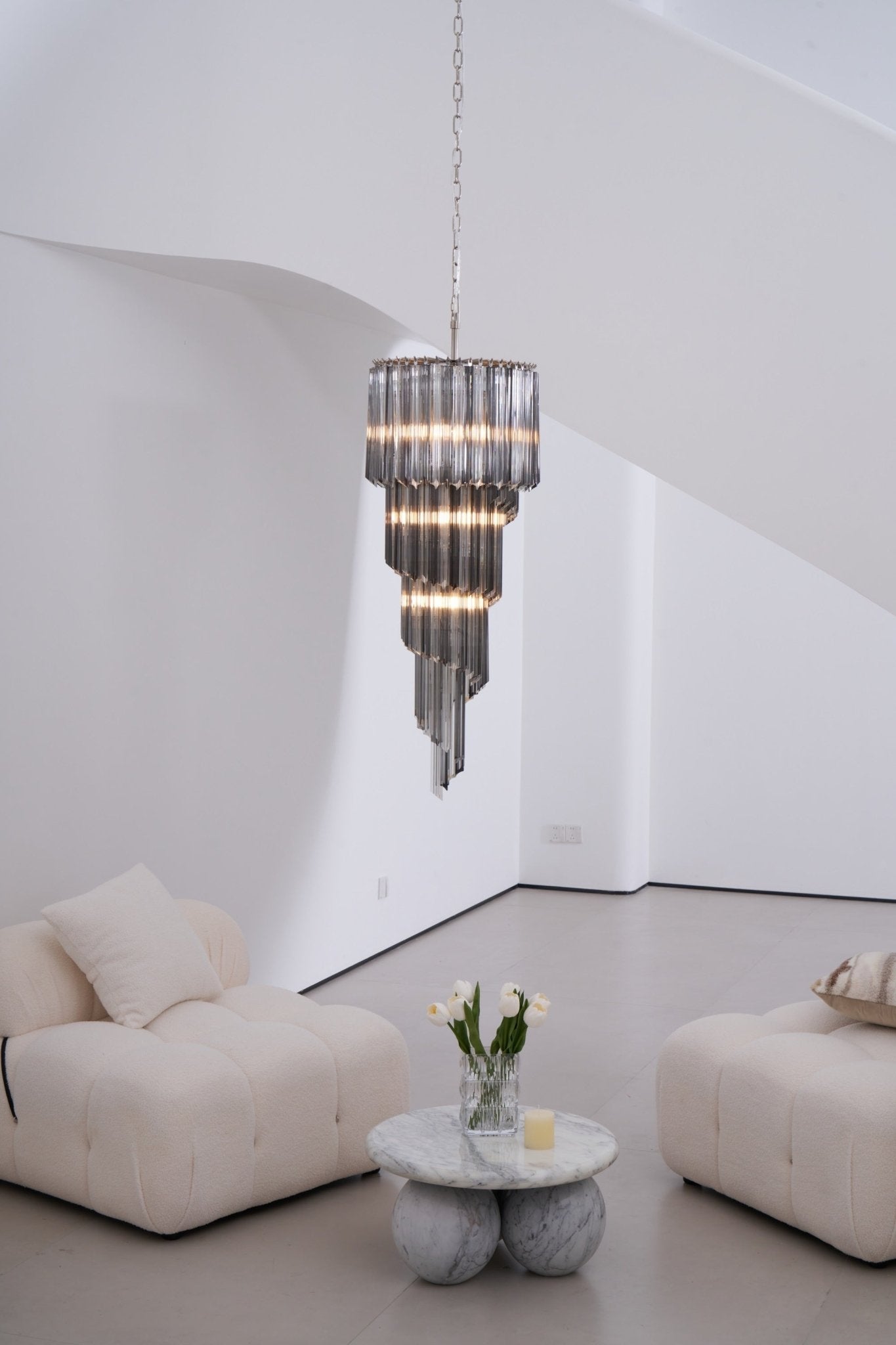 Aurora Chandelier Smoked Glass Spiral - Neutralighting