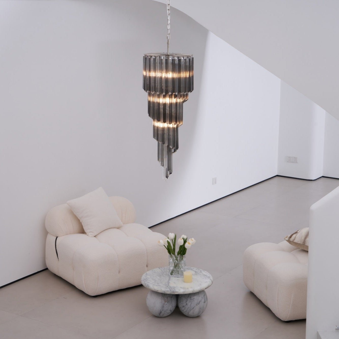 Aurora Chandelier Smoked Glass Spiral - Neutralighting