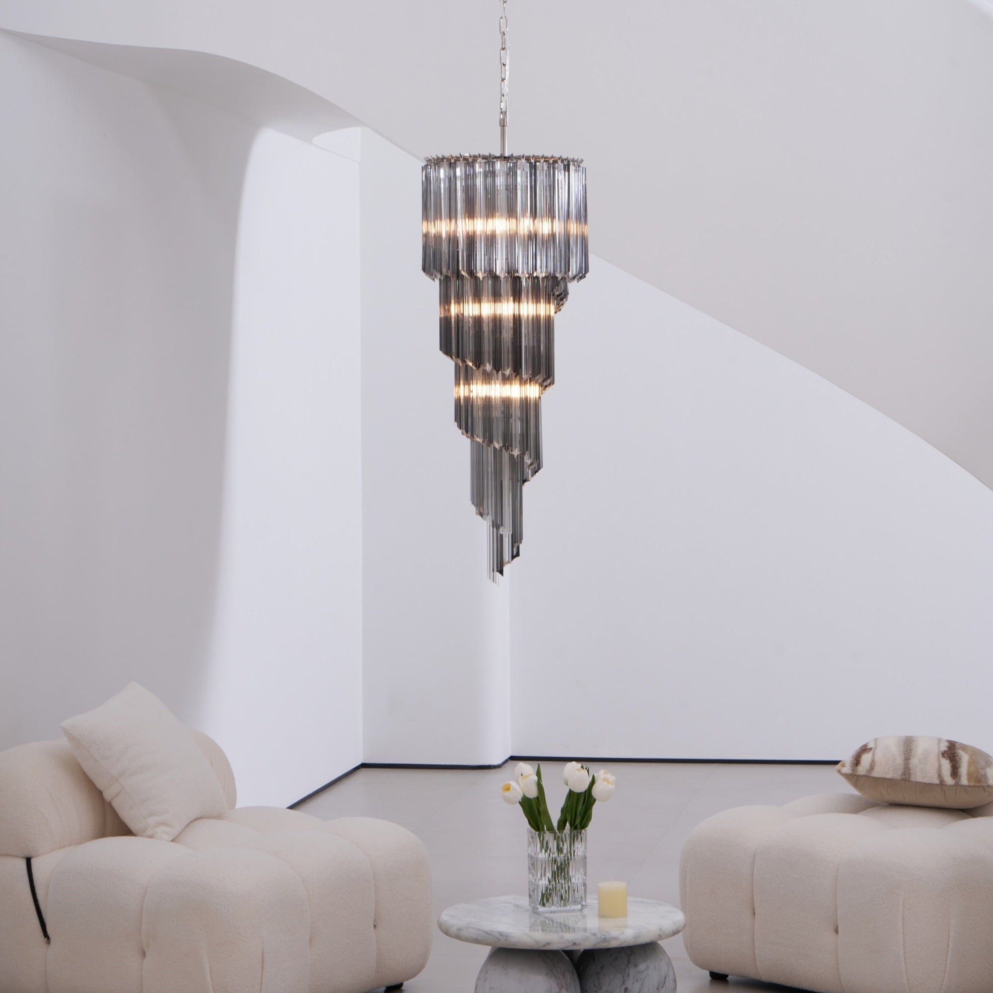 Aurora Chandelier Smoked Glass Spiral - Neutralighting