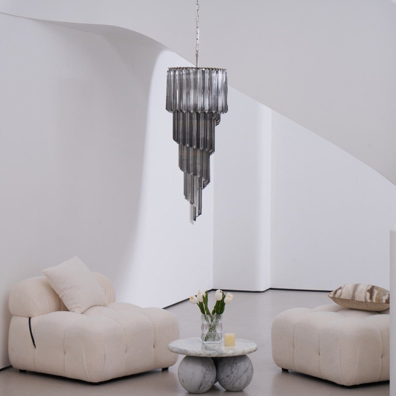 Aurora Chandelier Smoked Glass Spiral - Neutralighting