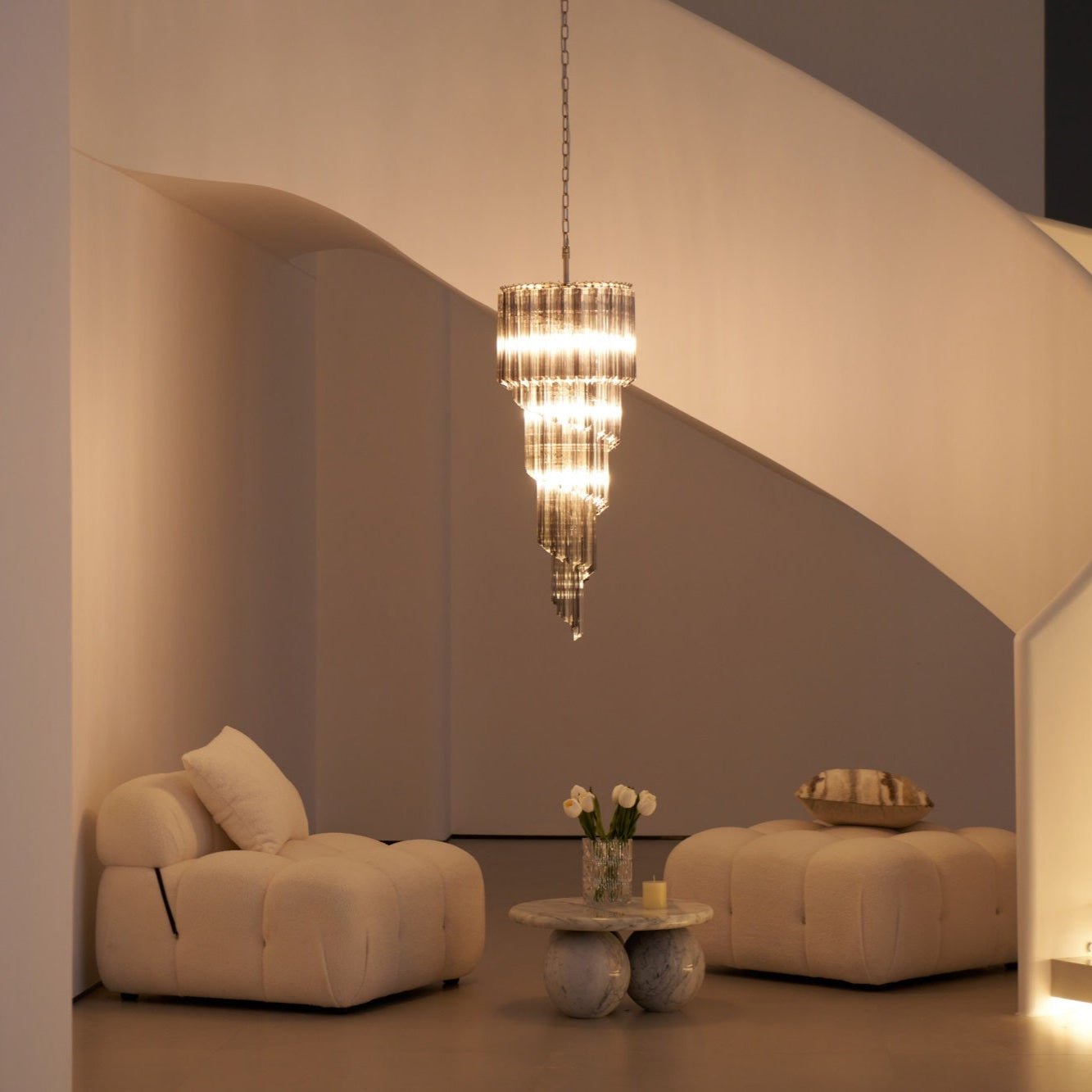 Aurora Chandelier Smoked Glass Spiral - Neutralighting