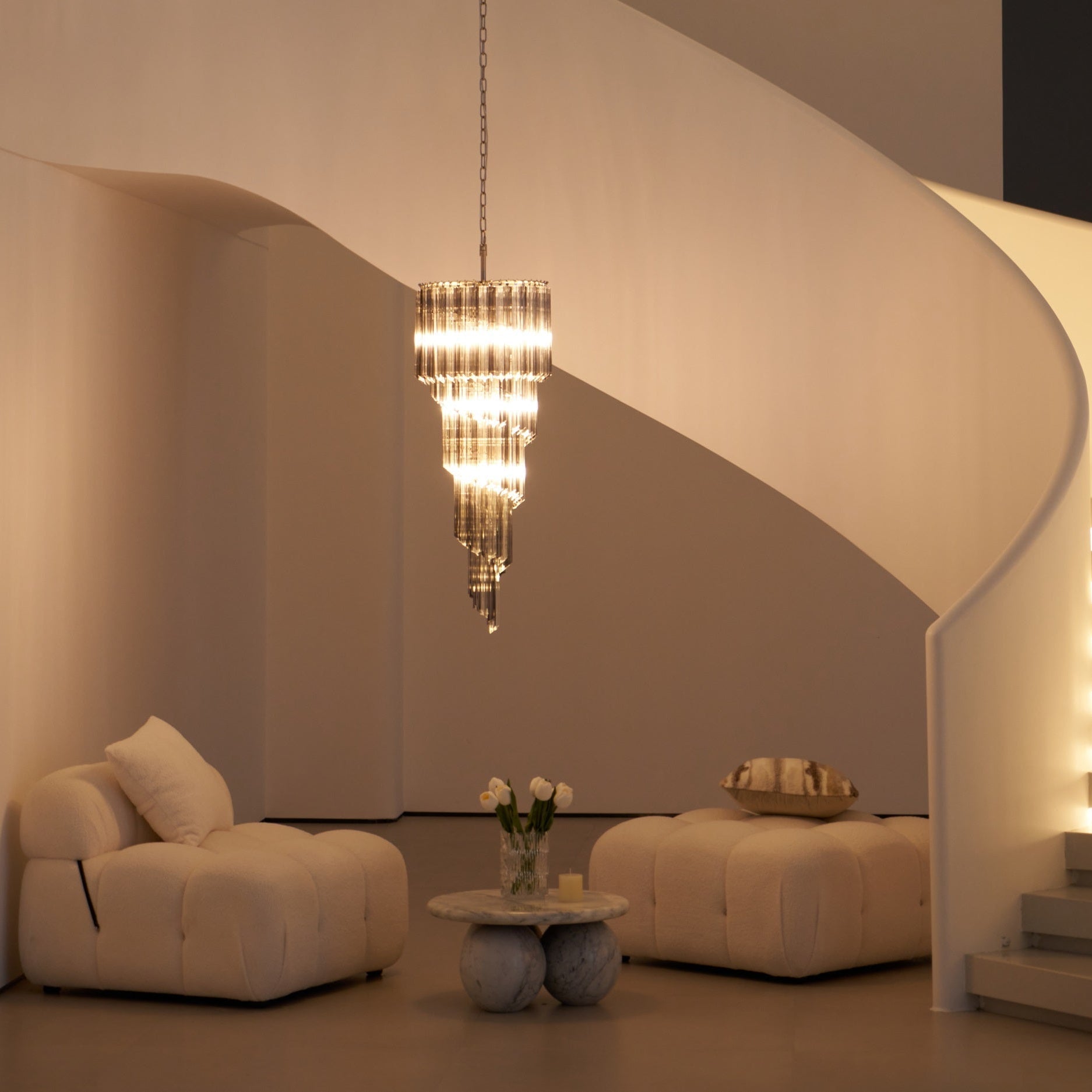 Aurora Chandelier Smoked Glass Spiral - Neutralighting