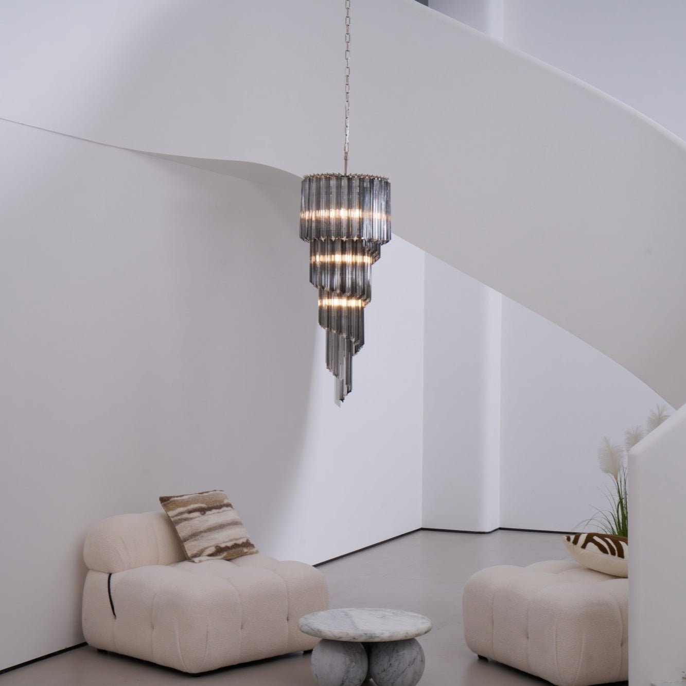Aurora Chandelier Smoked Glass Spiral - Neutralighting