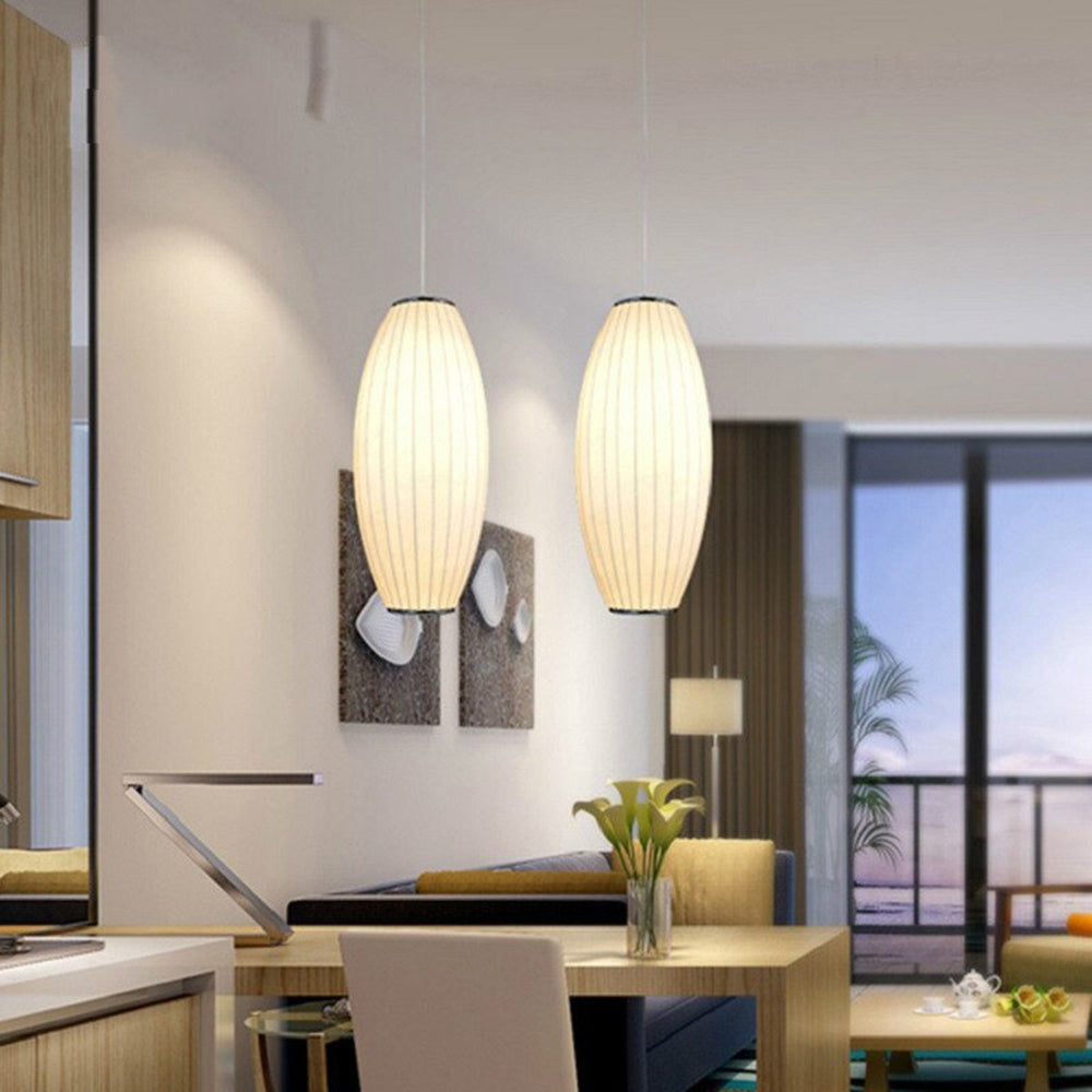 Ritta Design LED Lampada a Sospensione Seta Artificiale Bianco
