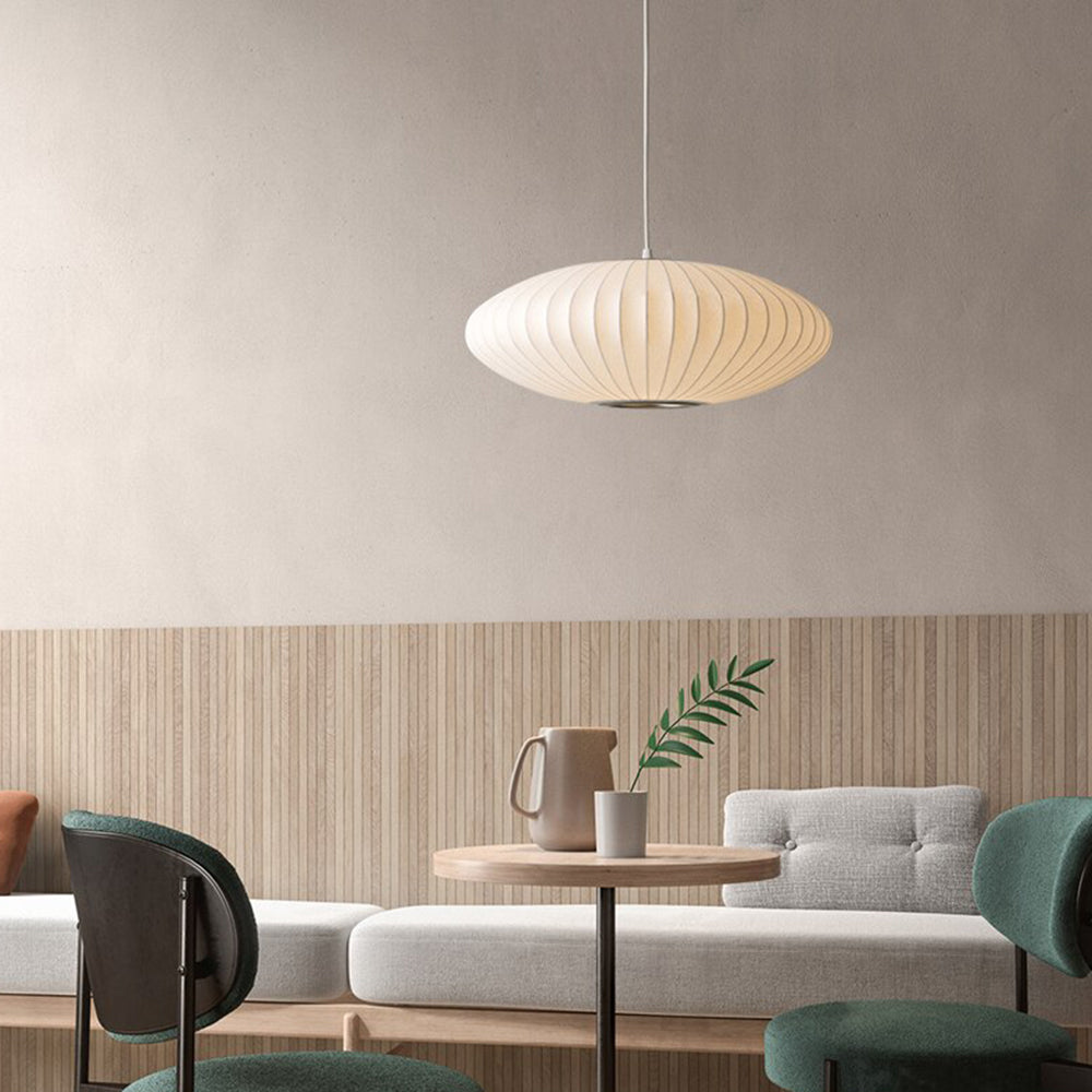 Ritta Design LED Lampada a Sospensione Seta Artificiale Bianco