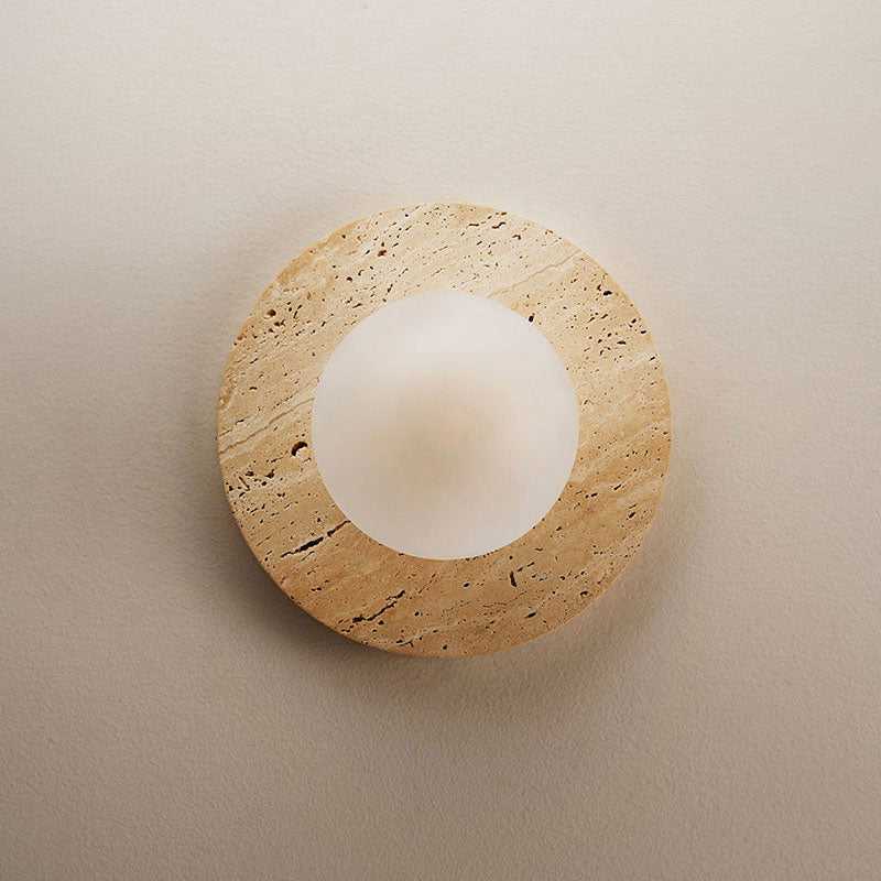 Arthaen Modern Minimalist Marble Travertine Flushmount Sconce Wall Lamp - Lamp Copper