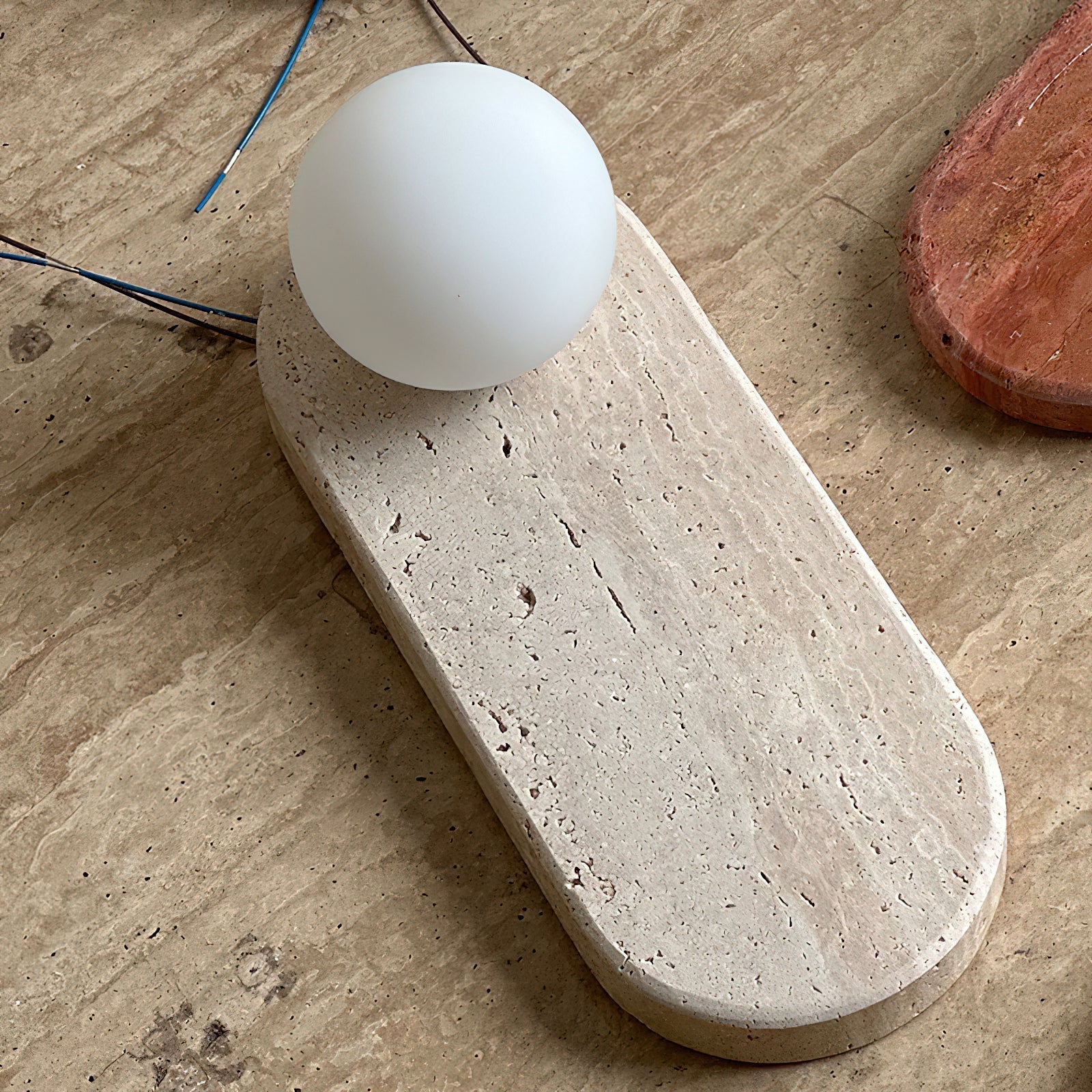 Viphaor Modern Minimalist Beige Travertine Glass Sconce Wall Lamp - Lamp Copper