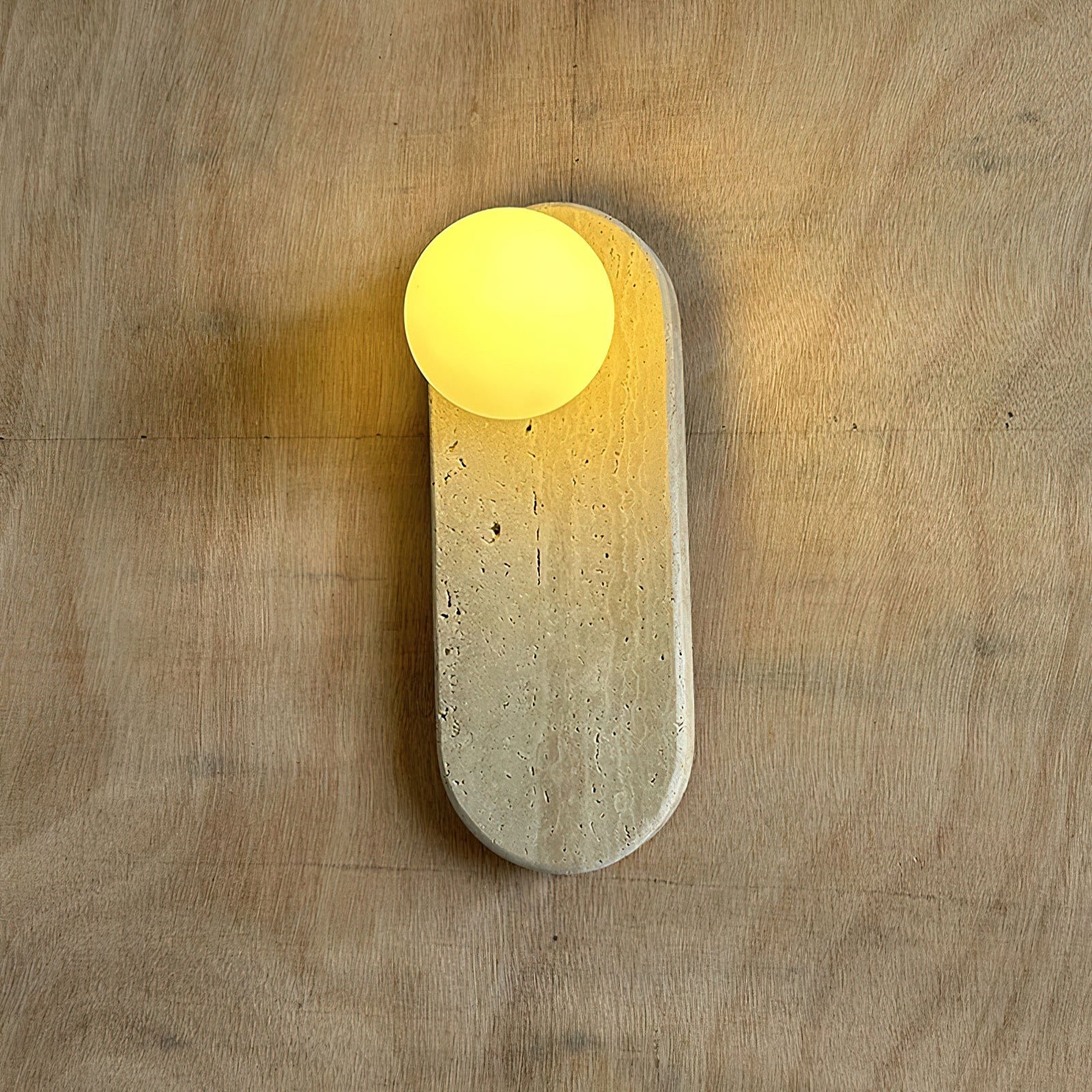 Viphaor Modern Minimalist Beige Travertine Glass Sconce Wall Lamp - Lamp Copper