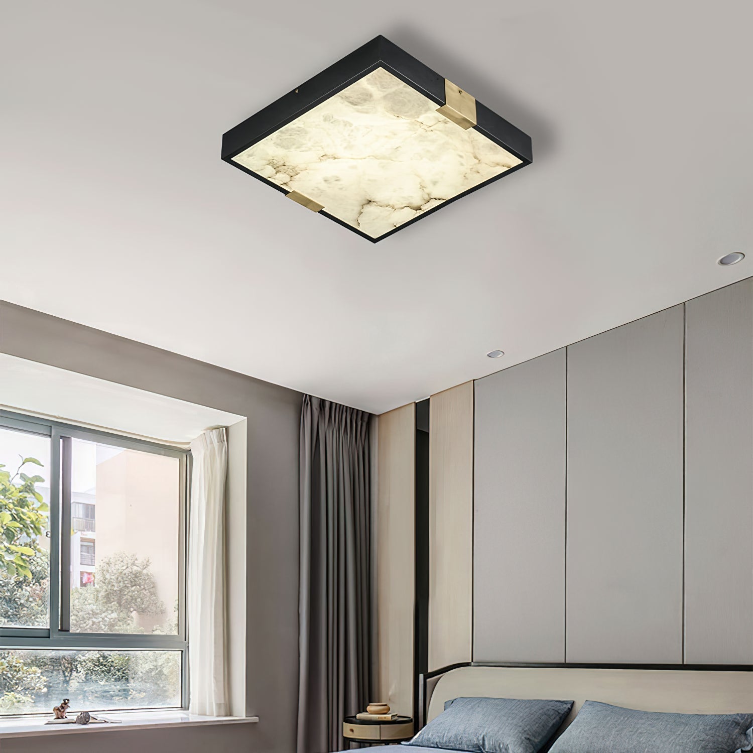 Uphaara Modern Minimalist Alabaster Ceiling Light - Lamp Copper