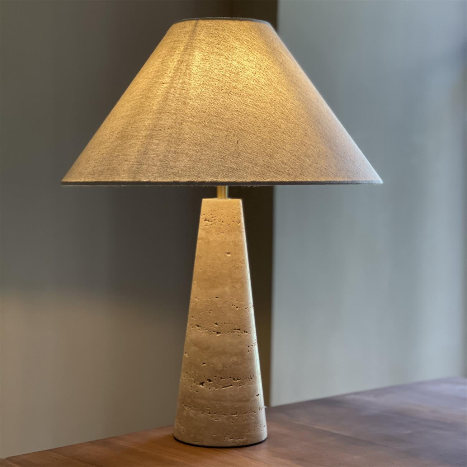 Lulu Travertine Table Lamp - Lamp Copper