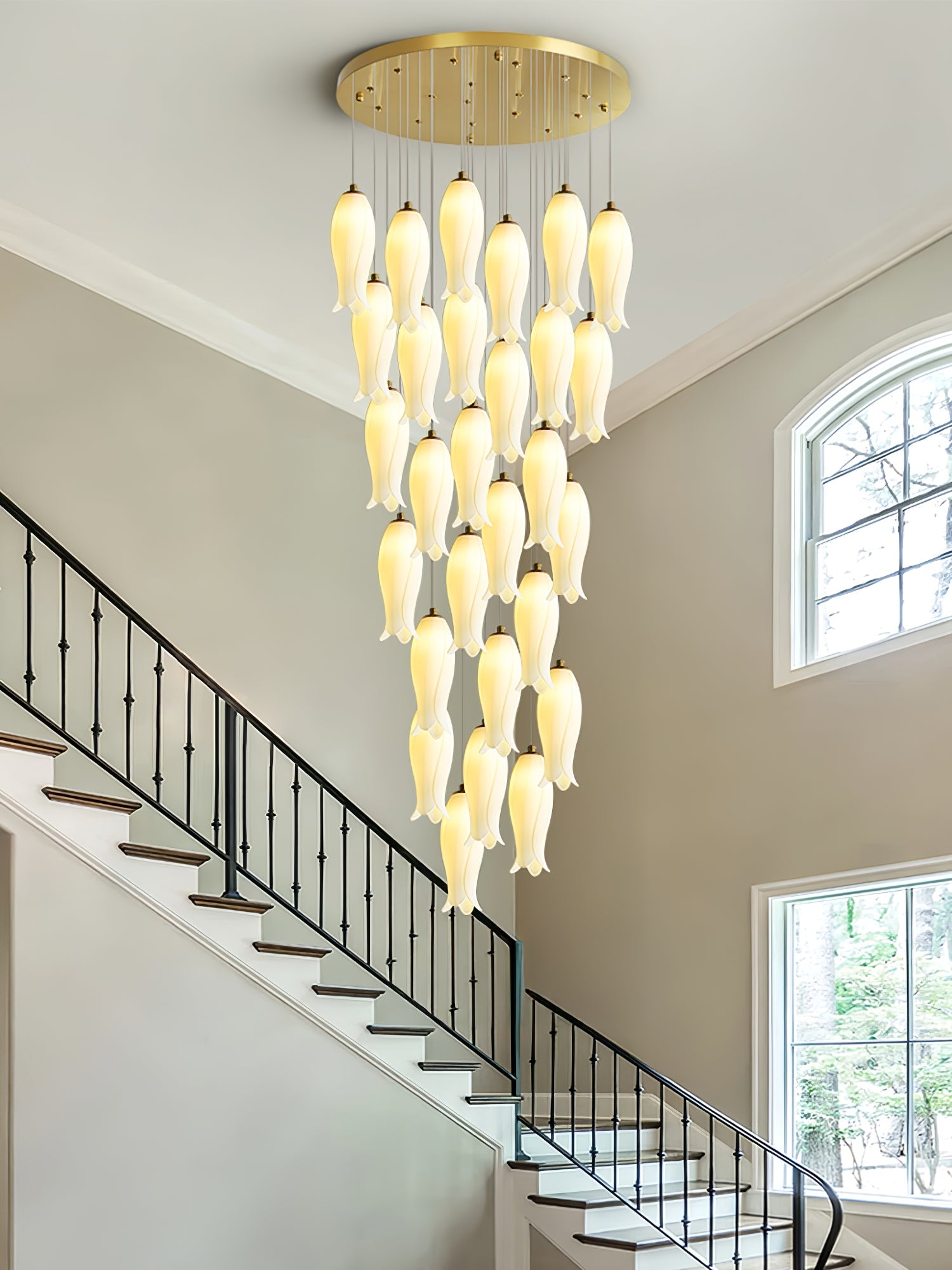 Sylirion Alabaster Brass Chandelier - Blowlighting