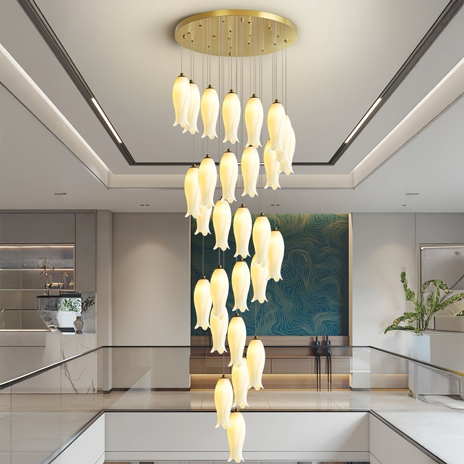 Sylirion Alabaster Brass Chandelier - Blowlighting