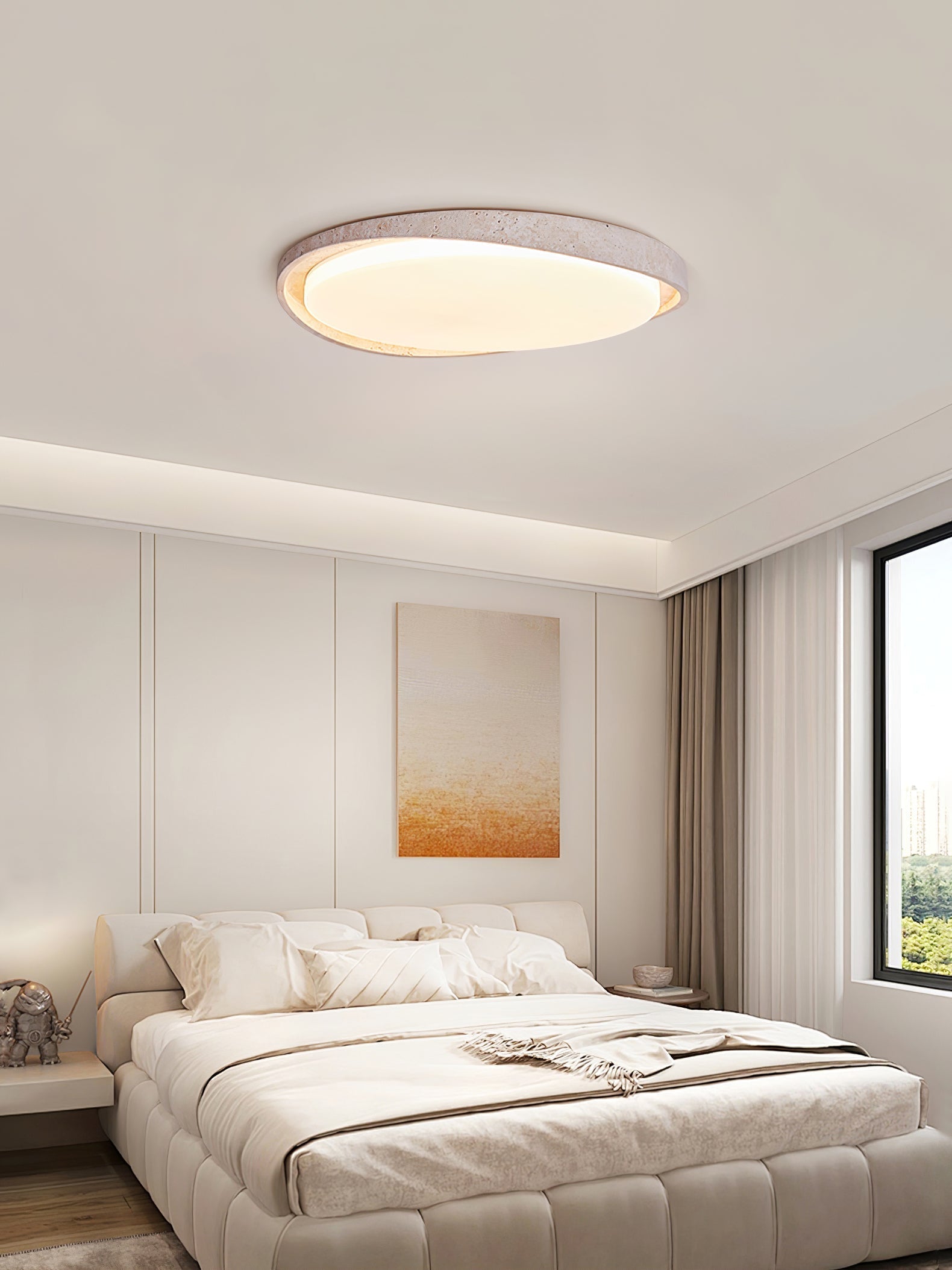 Vanoren Oval Frame Travertine Ceiling Light - Neutralighting