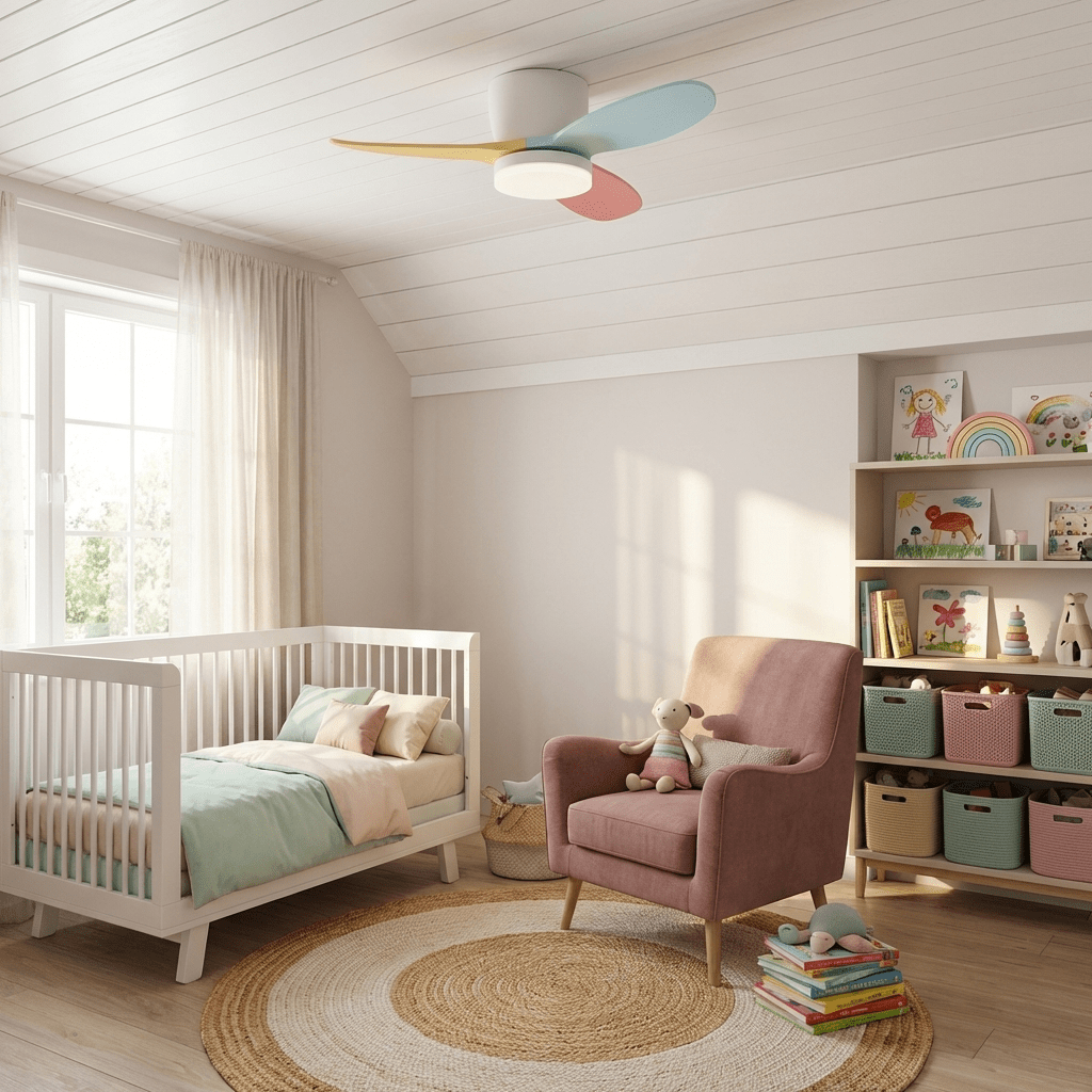 Ventilatore da soffitto con luce Milo Petalo con luce LED integrata accesa