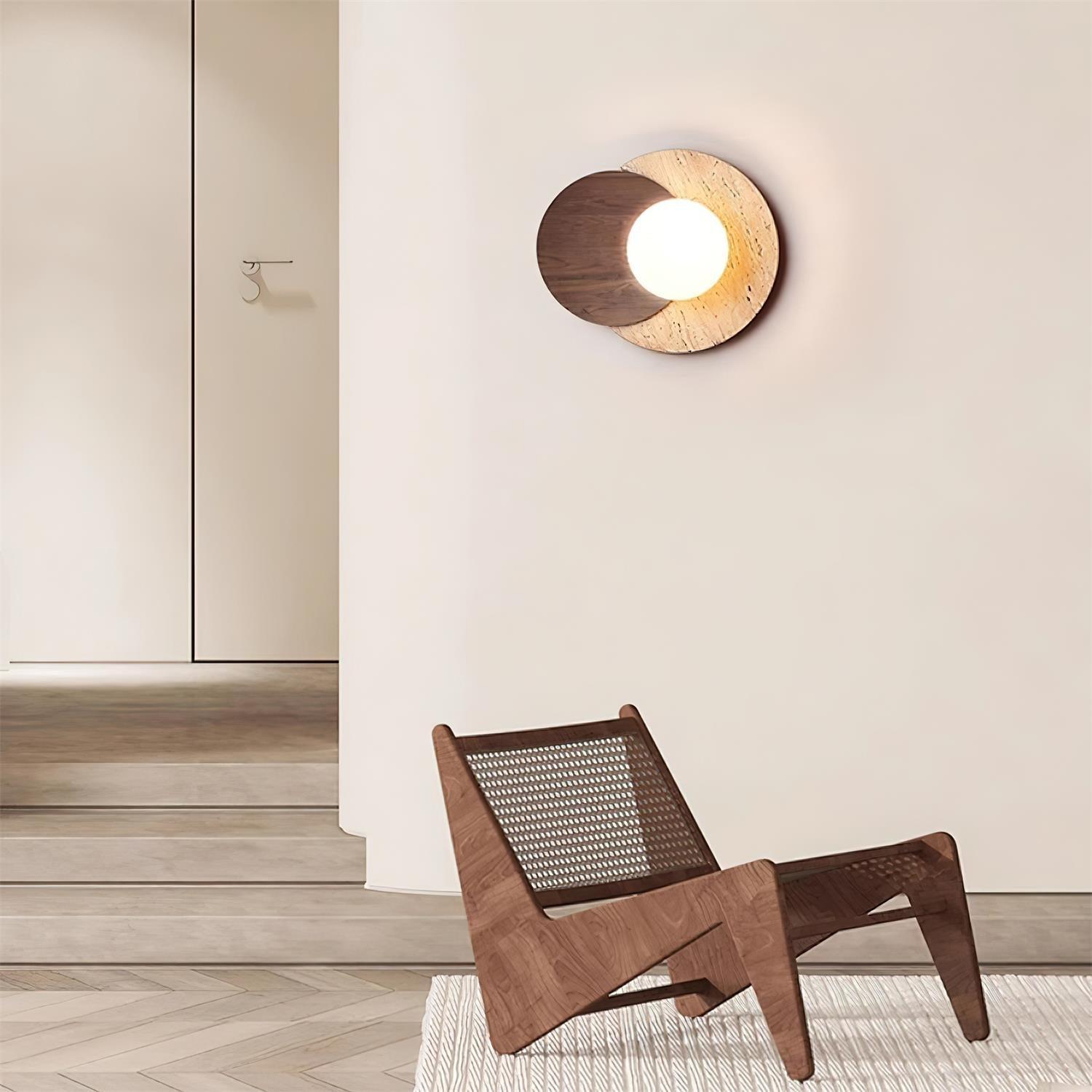 Zelirir Dual-Disc Travertine Wall Light - Neutralighting