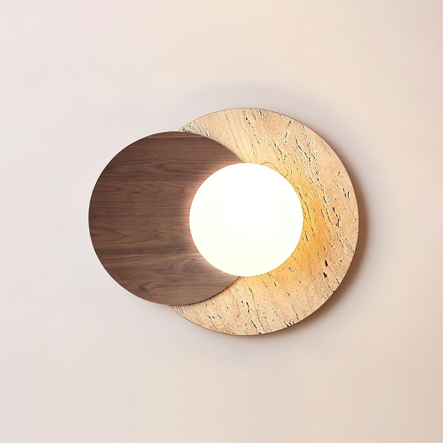 Zelirir Dual-Disc Travertine Wall Light - Neutralighting