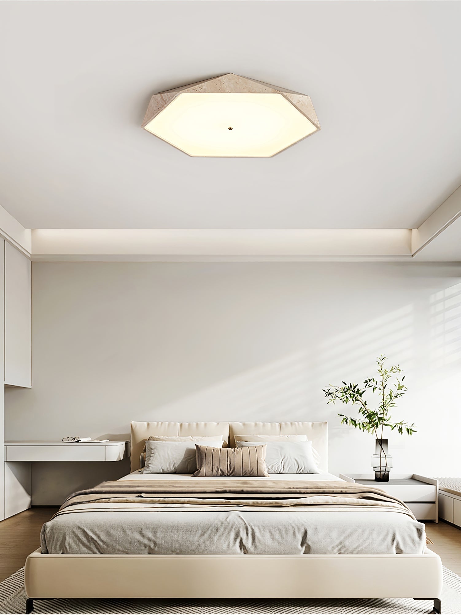 Hexagonal Travertine Ceiling Light - Neutralighting