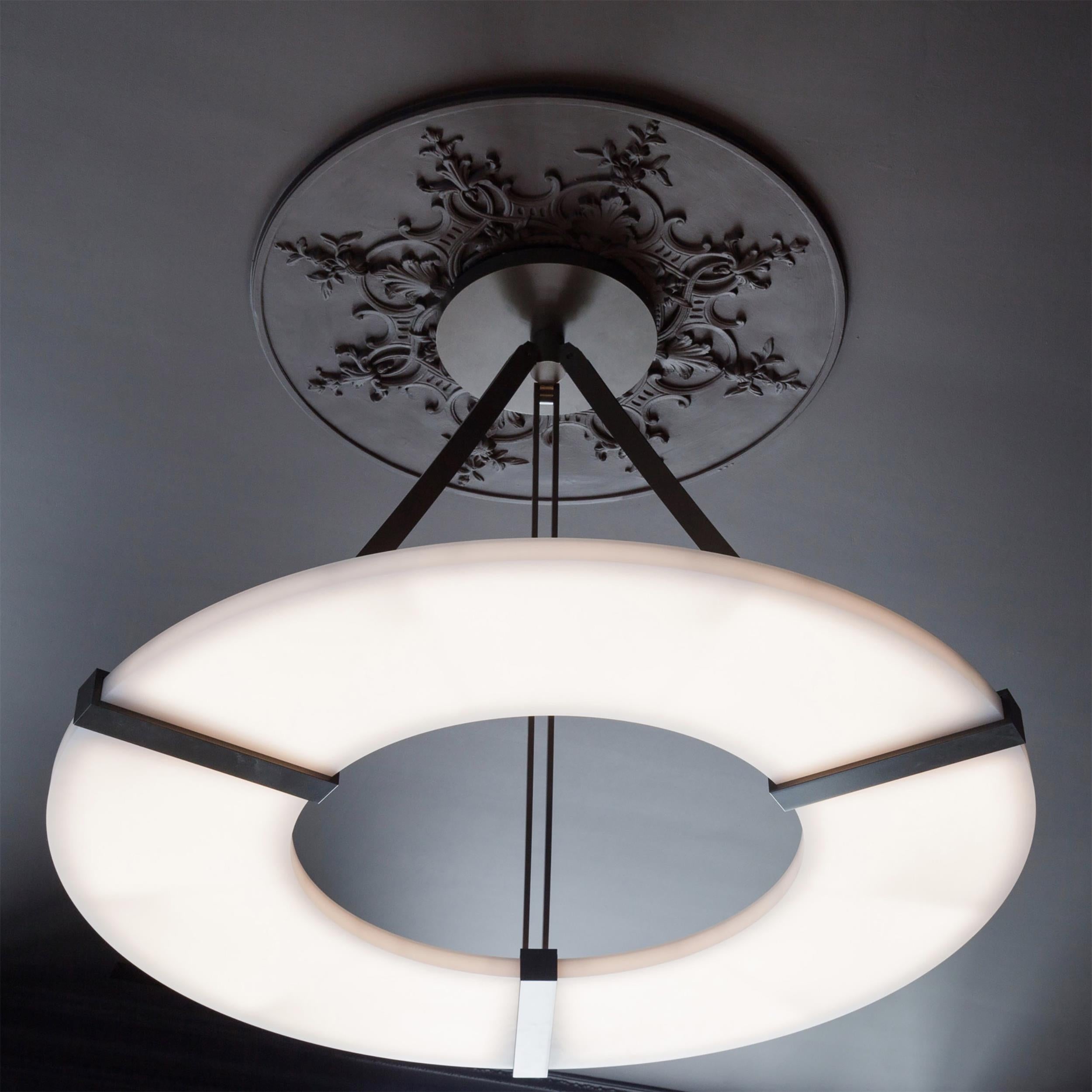 Elirionis Modern Minimalist Metal Alabaster Chandelier - Lamp Copper