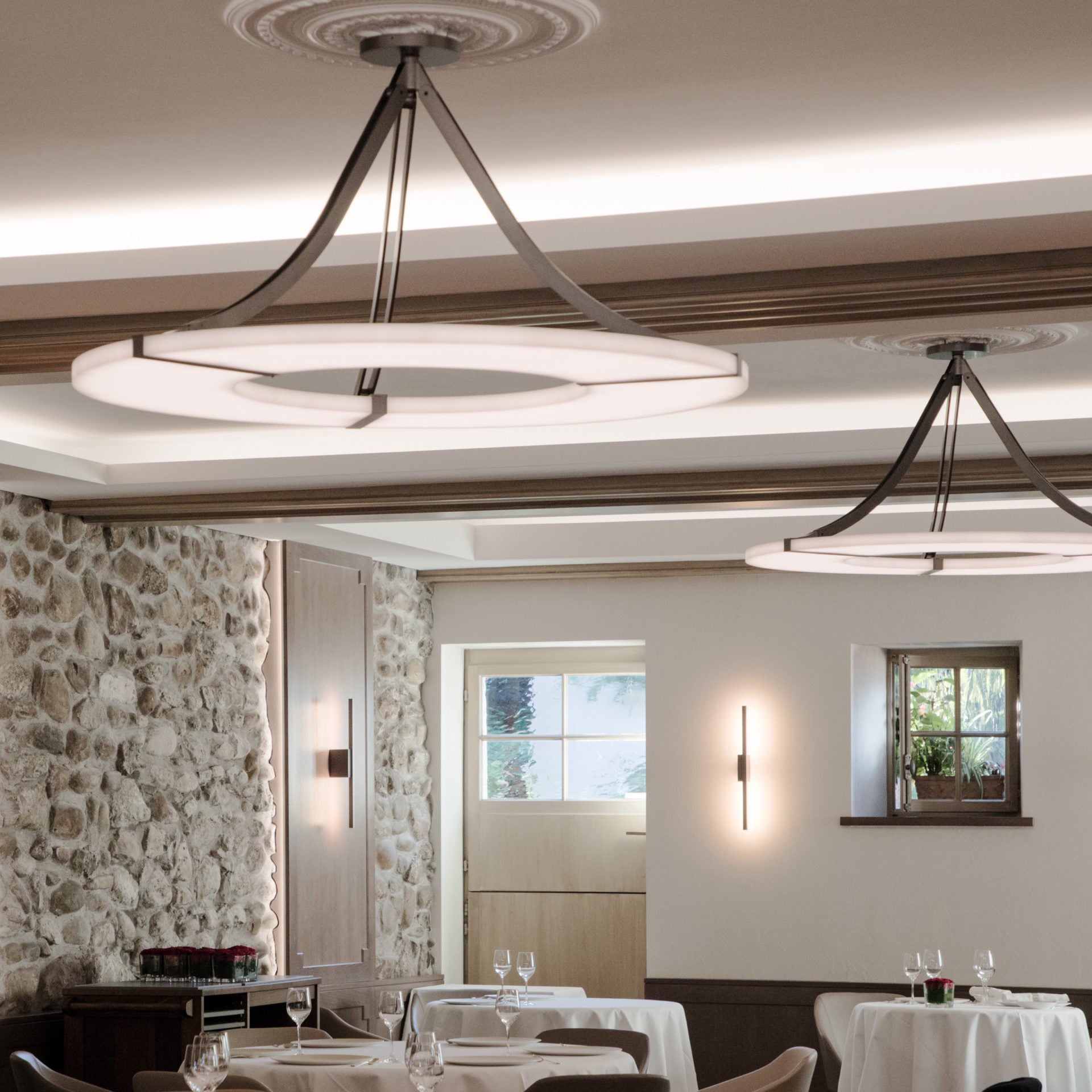 Elirionis Modern Minimalist Metal Alabaster Chandelier - Lamp Copper