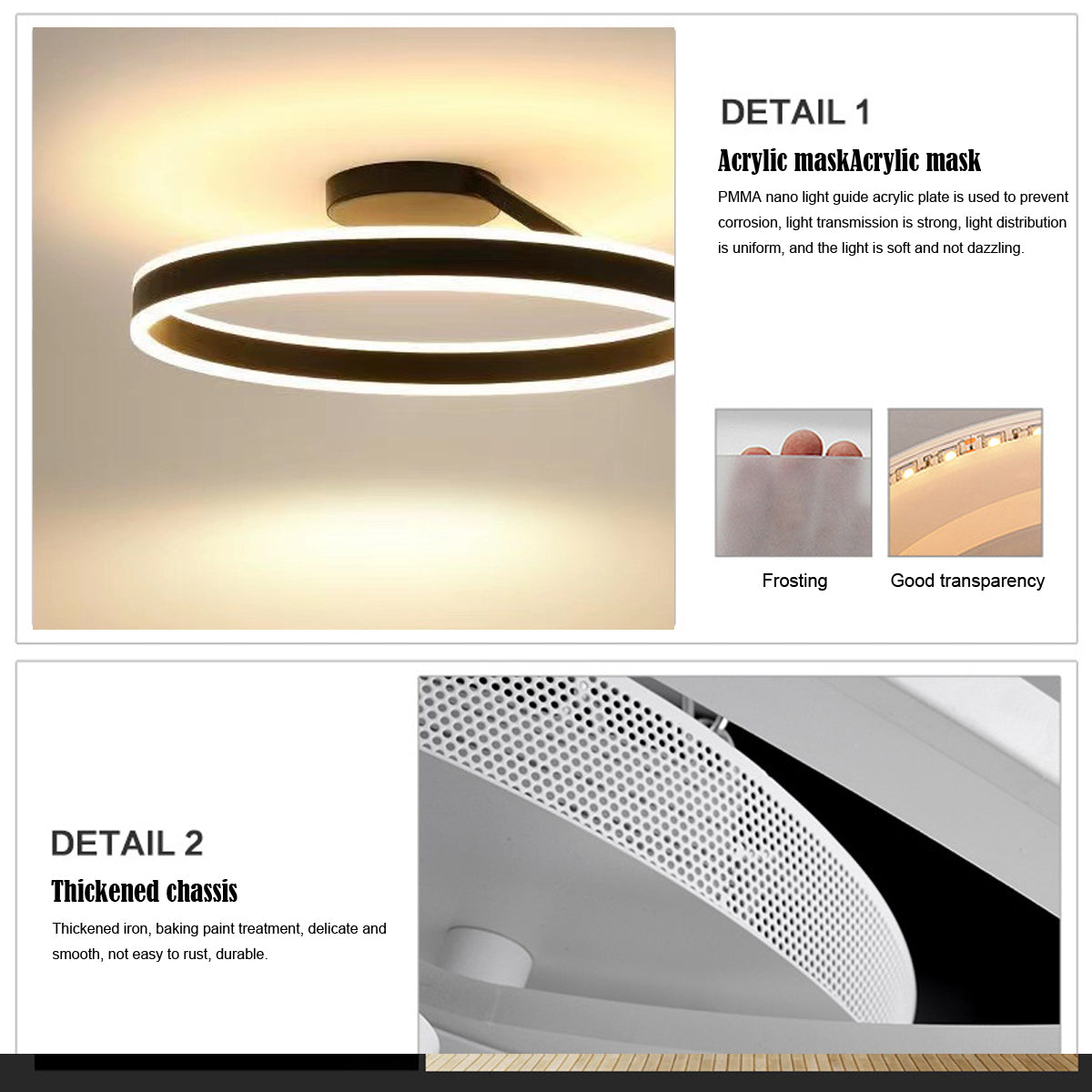 Arisha Minimalismo LED Squillo Plafoniere Bianco/Nero Metallo Soggiorno/Camera da Letto