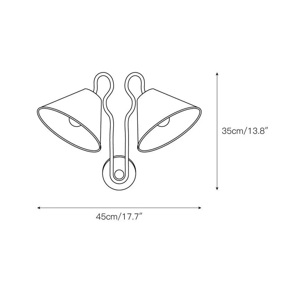 Silva Applique da Parete con Doppio Paralume a Cono Bianco in Tessuto