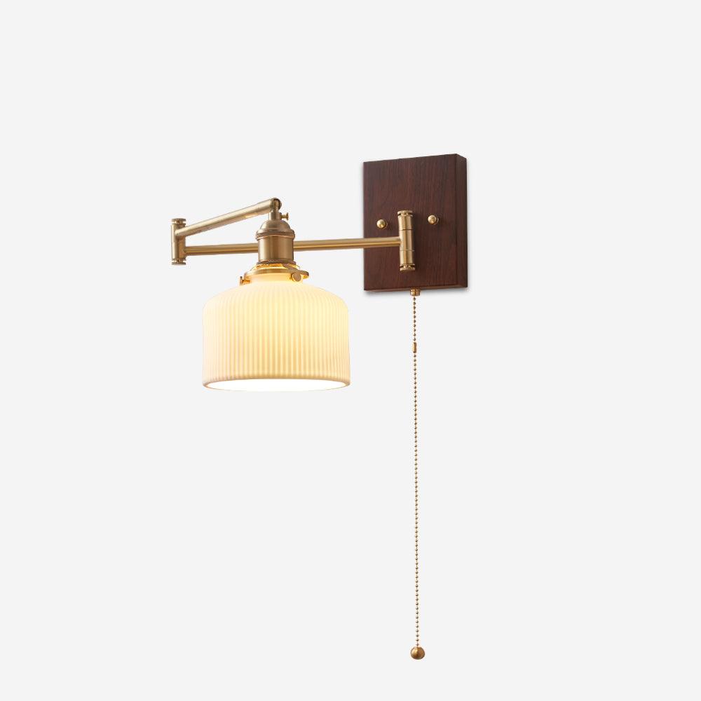 Artistic Walnut Brass Wall Sconce Adjustable Arm Vintage - Letslighting