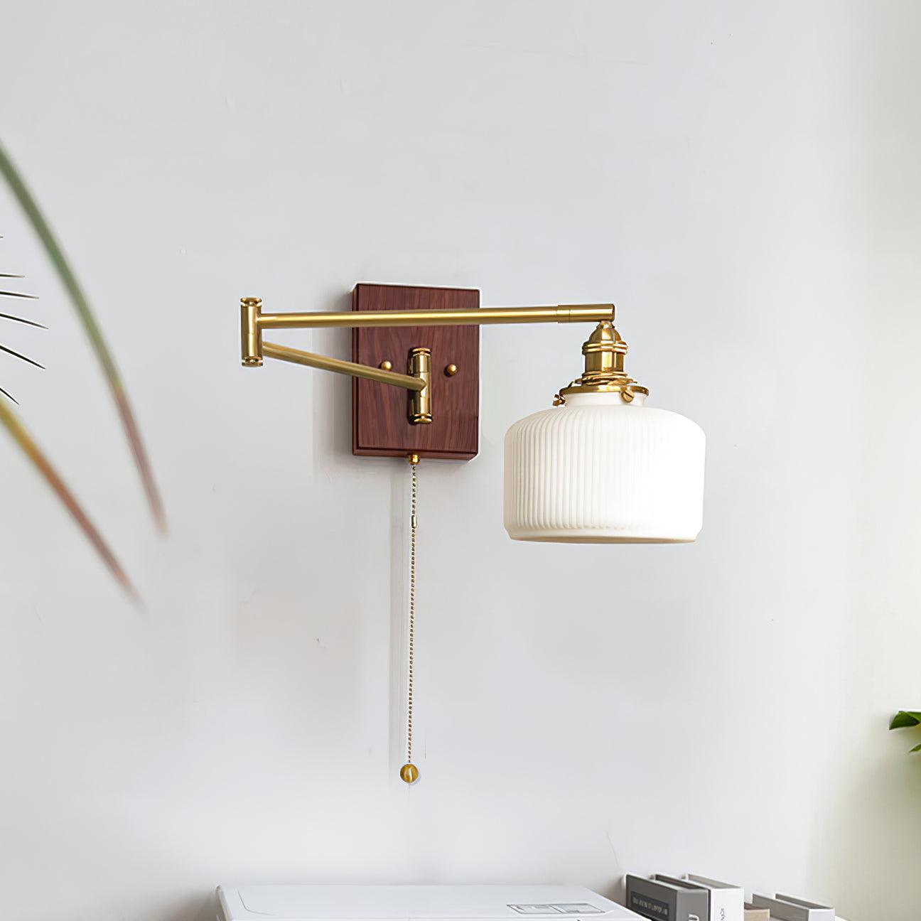 Artistic Walnut Brass Wall Sconce Adjustable Arm Vintage - Letslighting