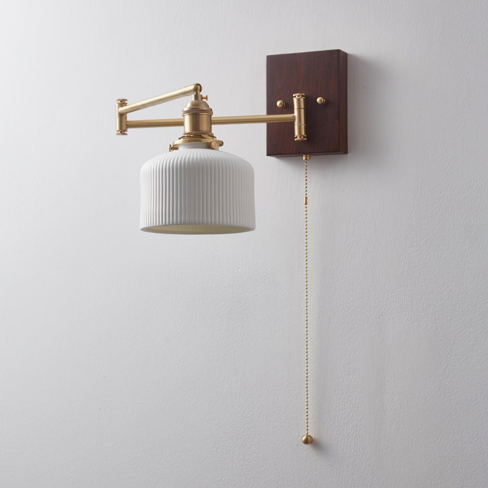 Artistic Walnut Brass Wall Sconce Adjustable Arm Vintage - Letslighting