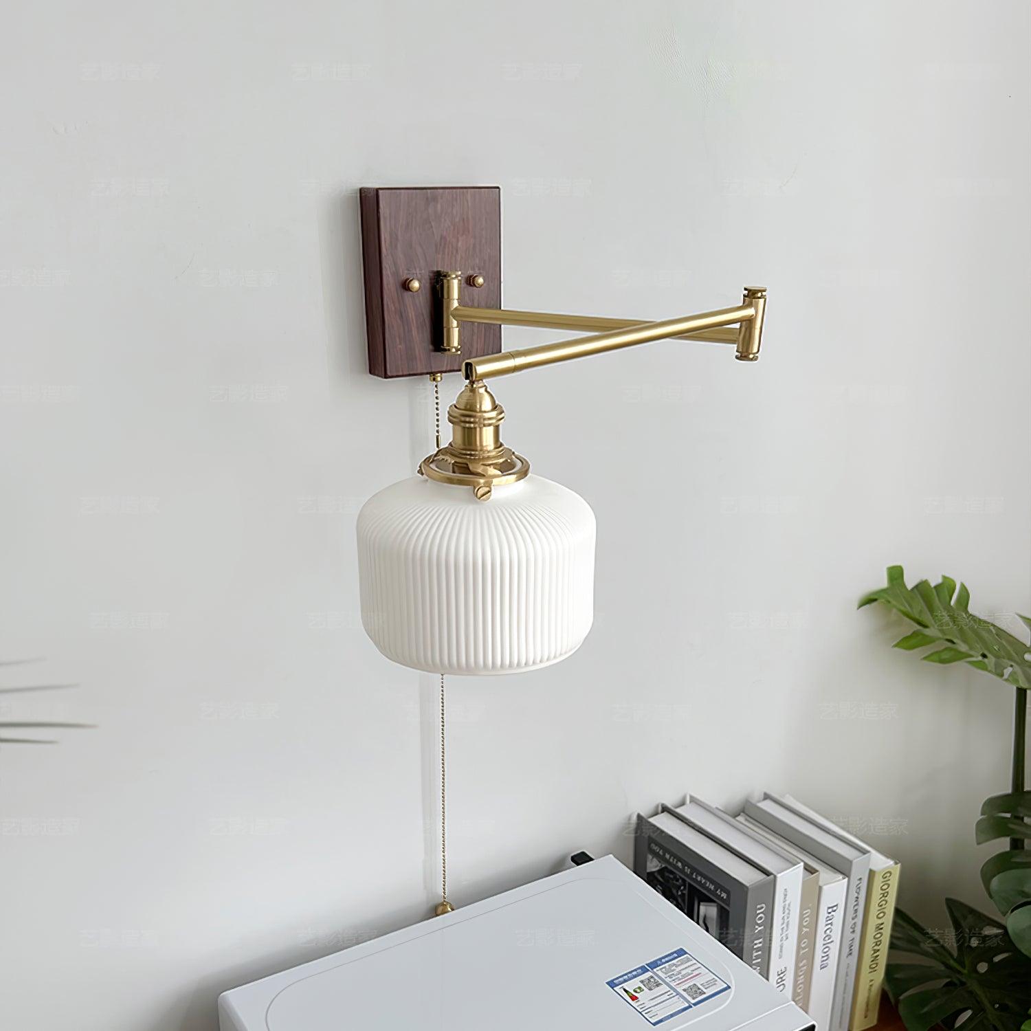 Artistic Walnut Brass Wall Sconce Adjustable Arm Vintage - Letslighting