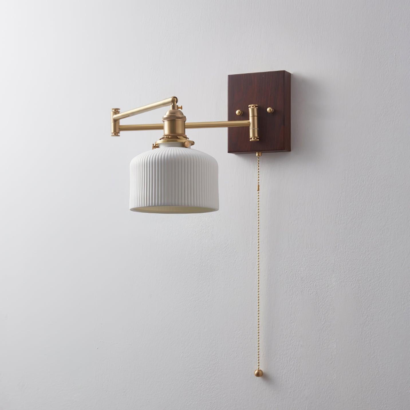 Artistic Walnut Brass Wall Sconce Adjustable Arm Vintage - Letslighting