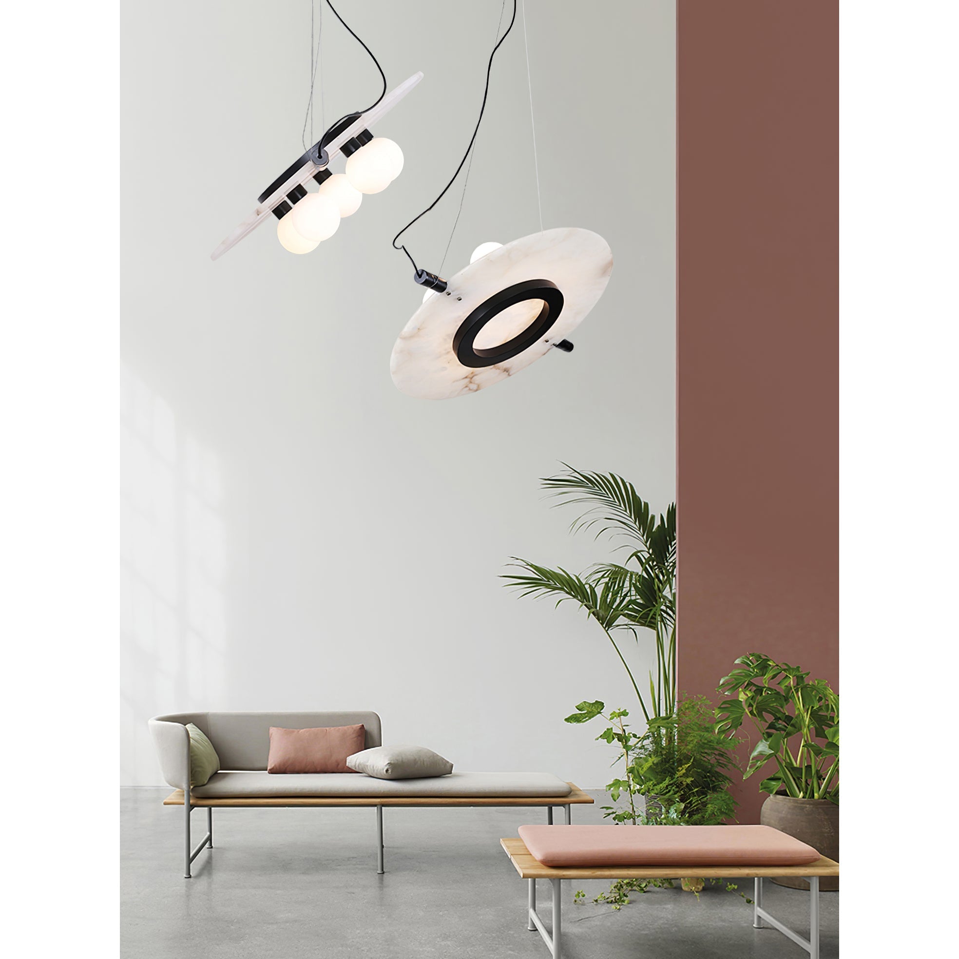 Vasila Postmodern Luxury Metal Alabaster Pendant Lamp - Lamp Copper