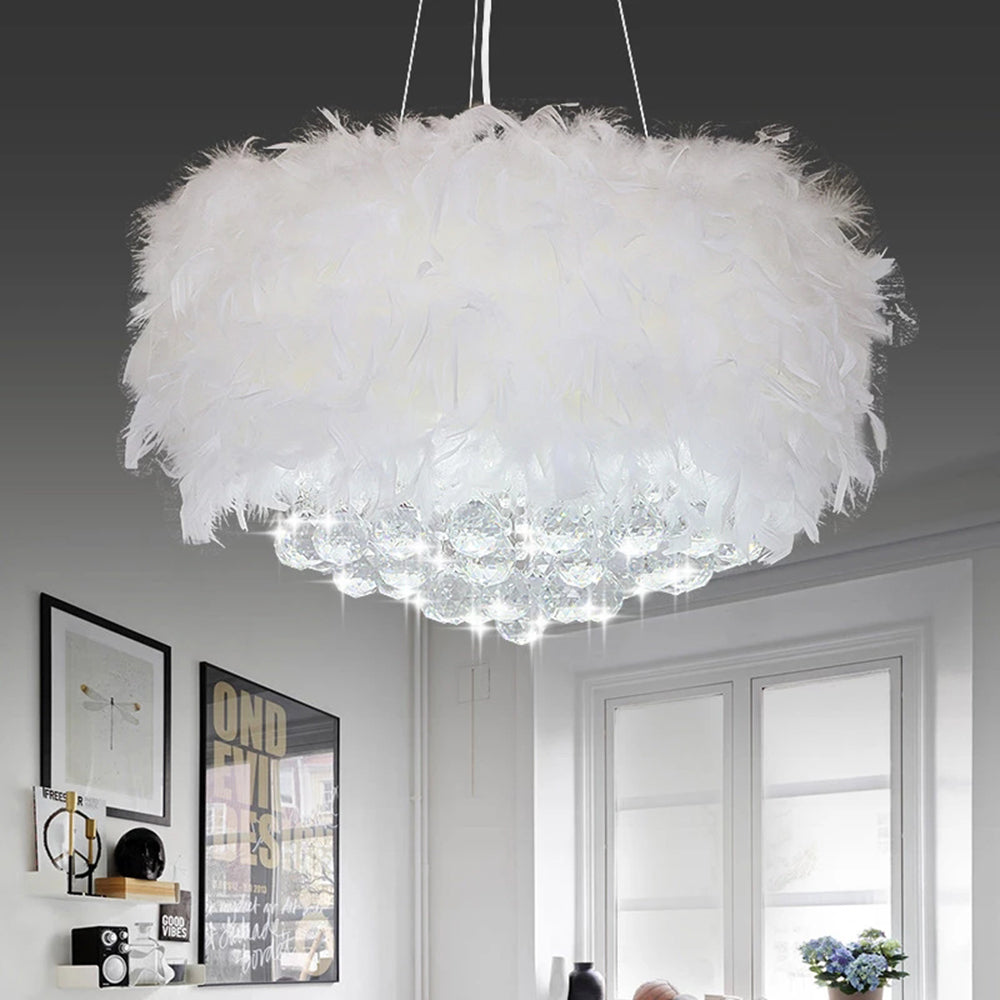 O'Moore Moderno Rotondo Cristallo Piuma Lampadari Camera da Letto