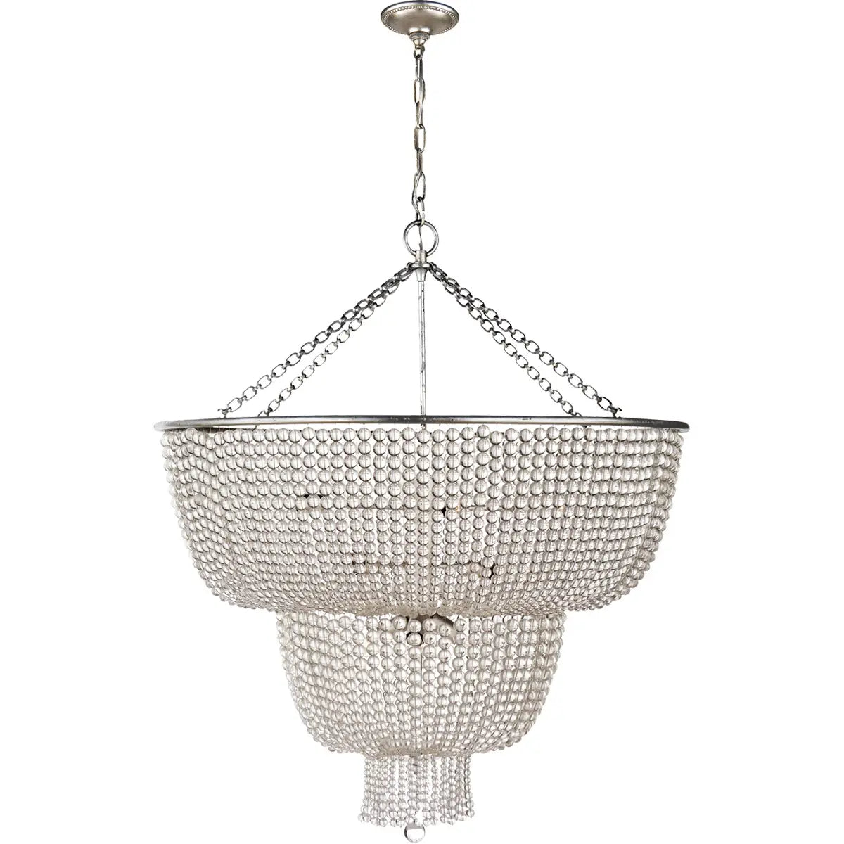 Silva Lampada a Sospensione LED Vintage Bianca/Trasparente per Sala da Pranzo/Soggiorno in Metallo e Cristallo