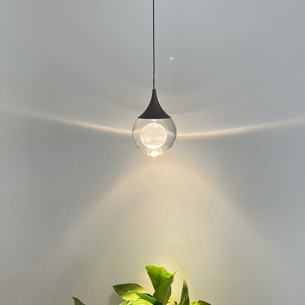 Aria Minimalista LED Speciale Luna Lampade a Sospensione Metallo Cristallo Trasparente Nero Soggiorno/Camera da Letto