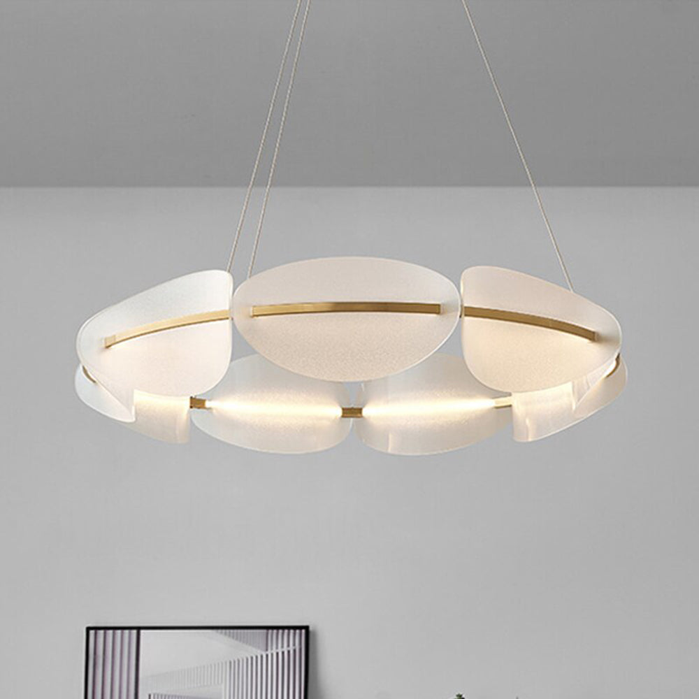 Bella Lampada a Sospensione Metallo Bianco Anello Moderna