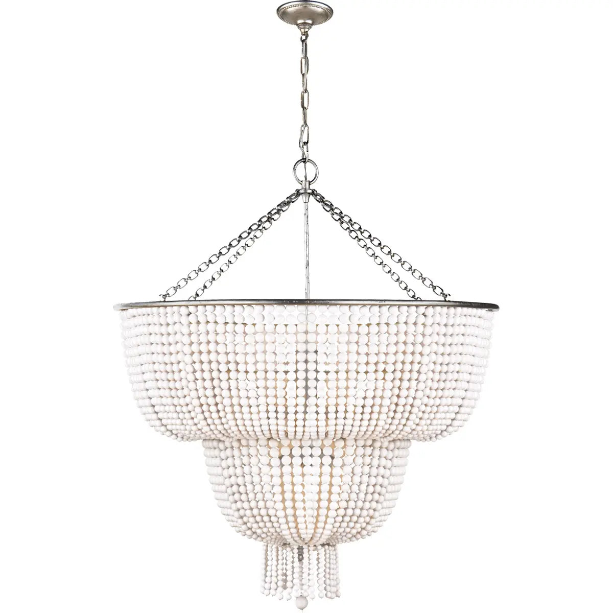 Silva Lampada a Sospensione LED Vintage Bianca/Trasparente per Sala da Pranzo/Soggiorno in Metallo e Cristallo