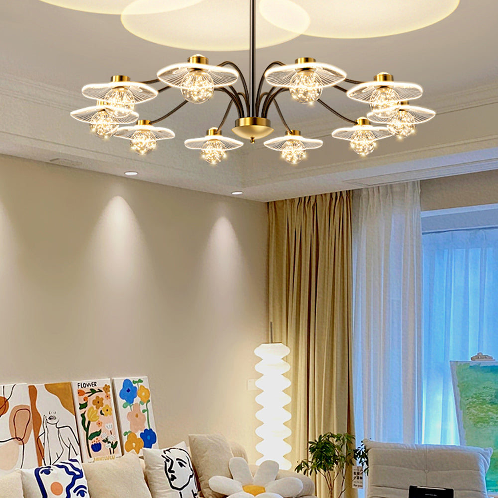 Carins Moderno LED Lampada a Sospensione Metallo Acrilico Vetro Oro Soggiorno/Camera da Letto