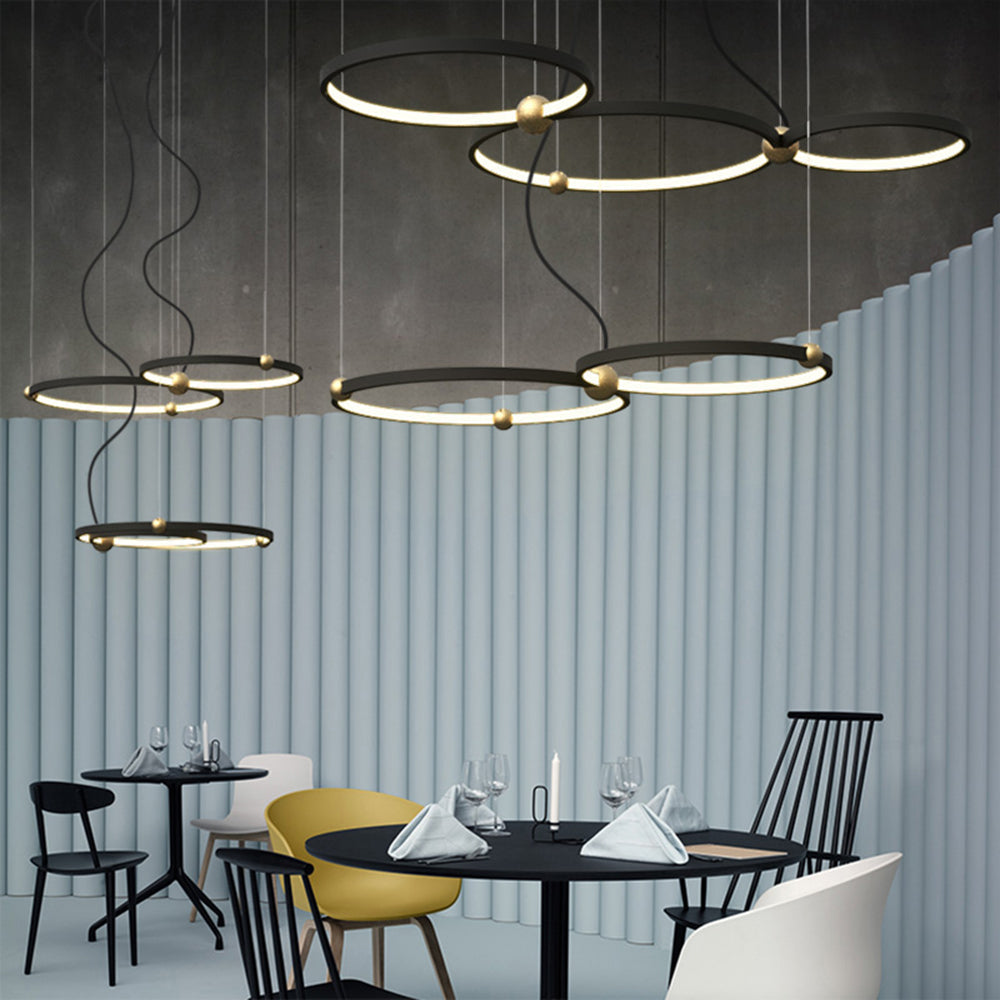 Arisha Minimalista Squillo LED Lampada a Sospensione Metallo Nero Sala da Pranzo/Soggiorno/Camera da Letto