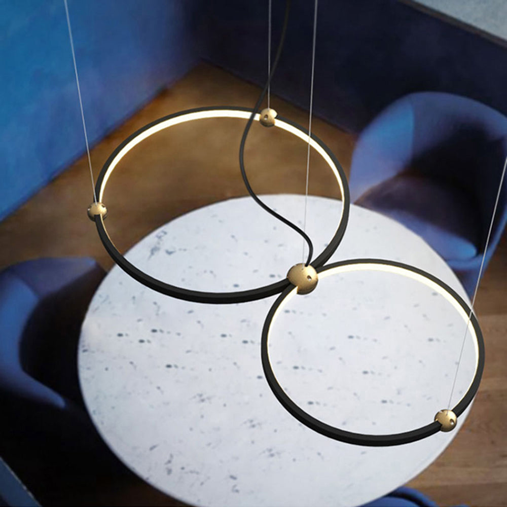 Arisha Minimalista Squillo LED Lampada a Sospensione Metallo Nero Sala da Pranzo/Soggiorno/Camera da Letto