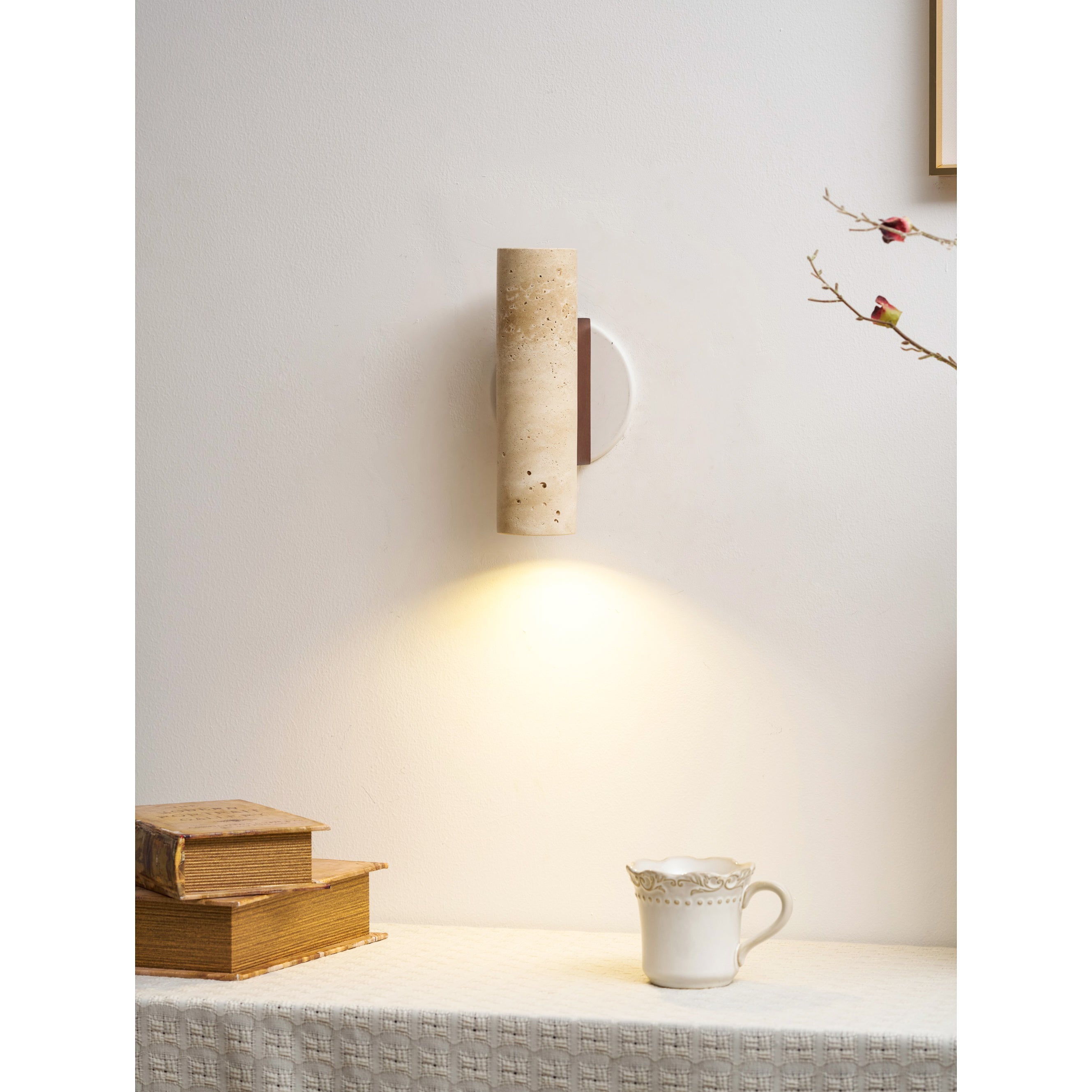Uvineth Modern Minimalist Travertine Wall Lamp - Lamp Copper