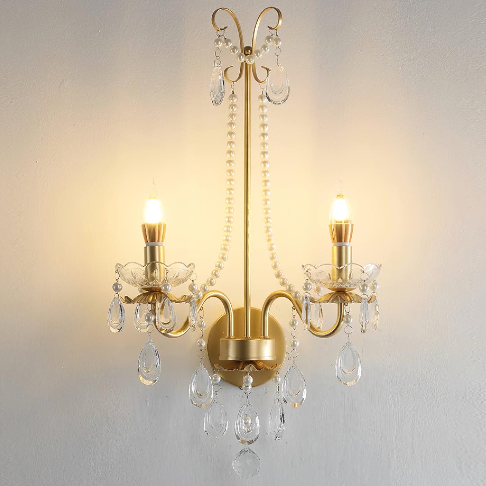Wall Lamp Metal Crystal Pearls Ornate Elegant Chic Home Elegant - Letslighting
