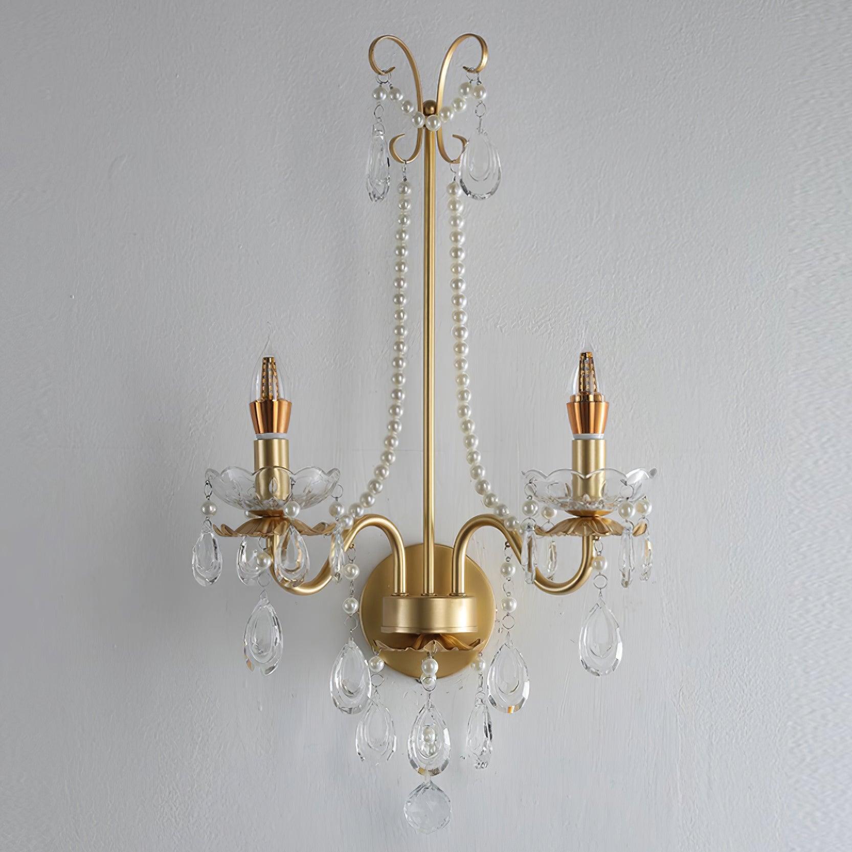 Wall Lamp Metal Crystal Pearls Ornate Elegant Chic Home Elegant - Letslighting