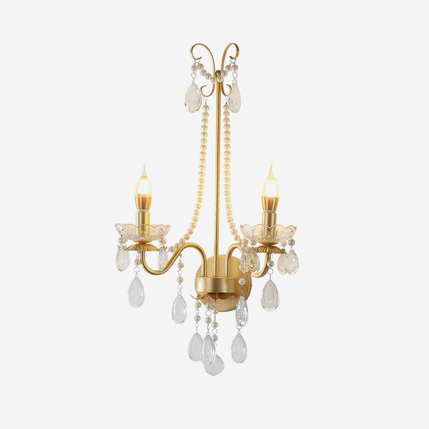 Wall Lamp Metal Crystal Pearls Ornate Elegant Chic Home Elegant - Letslighting