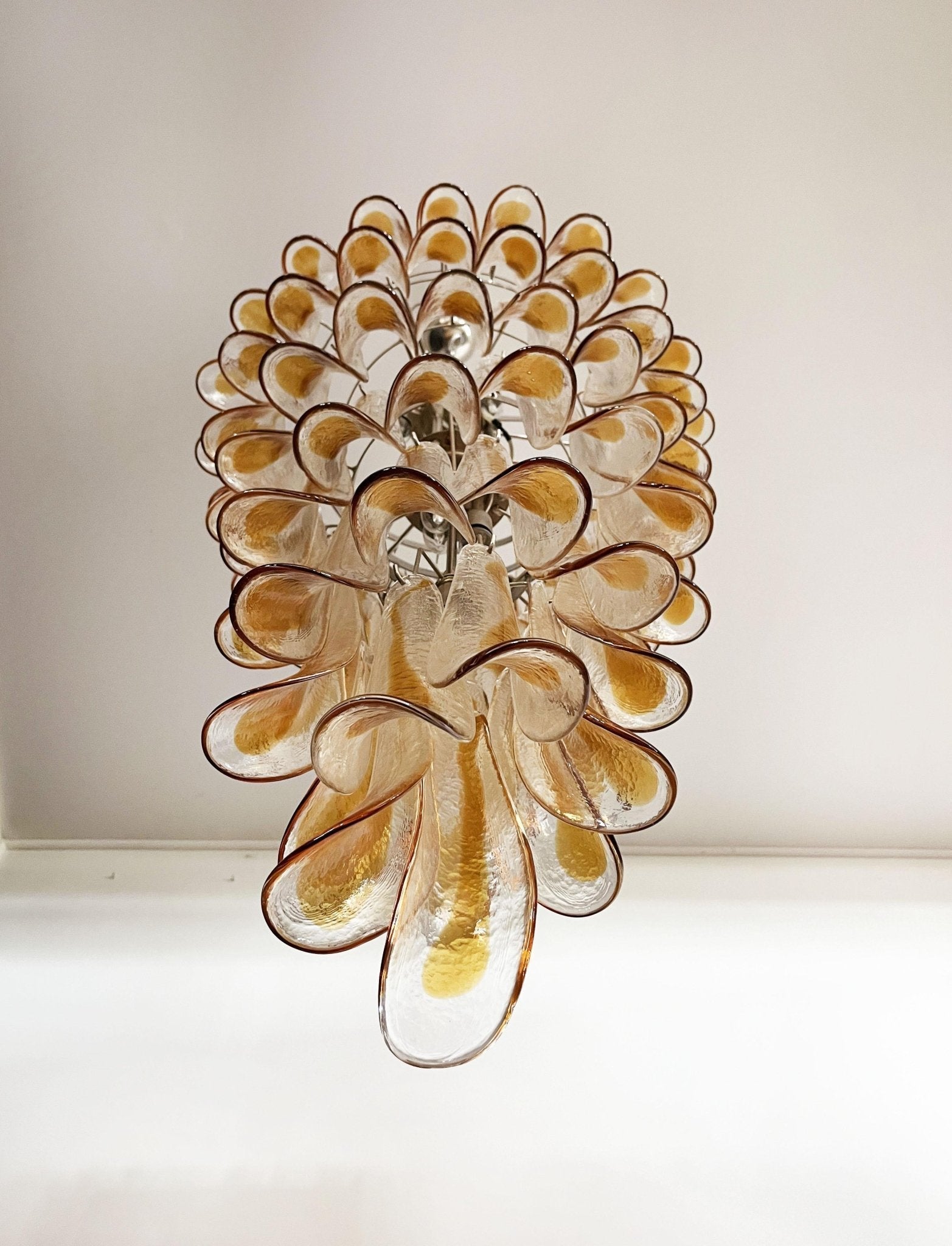 Aurora Chandelier Gold Murano Glass Petals Layered Cascading - Neutralighting
