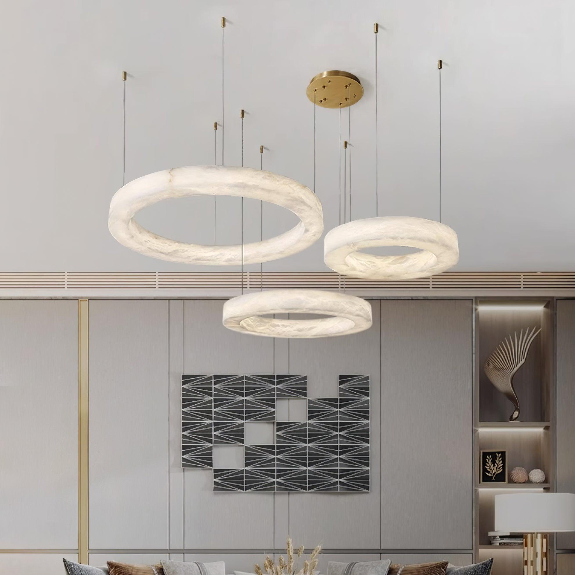 Olloros Alabaster Multi-Ring Pendant Light - Neutralighting