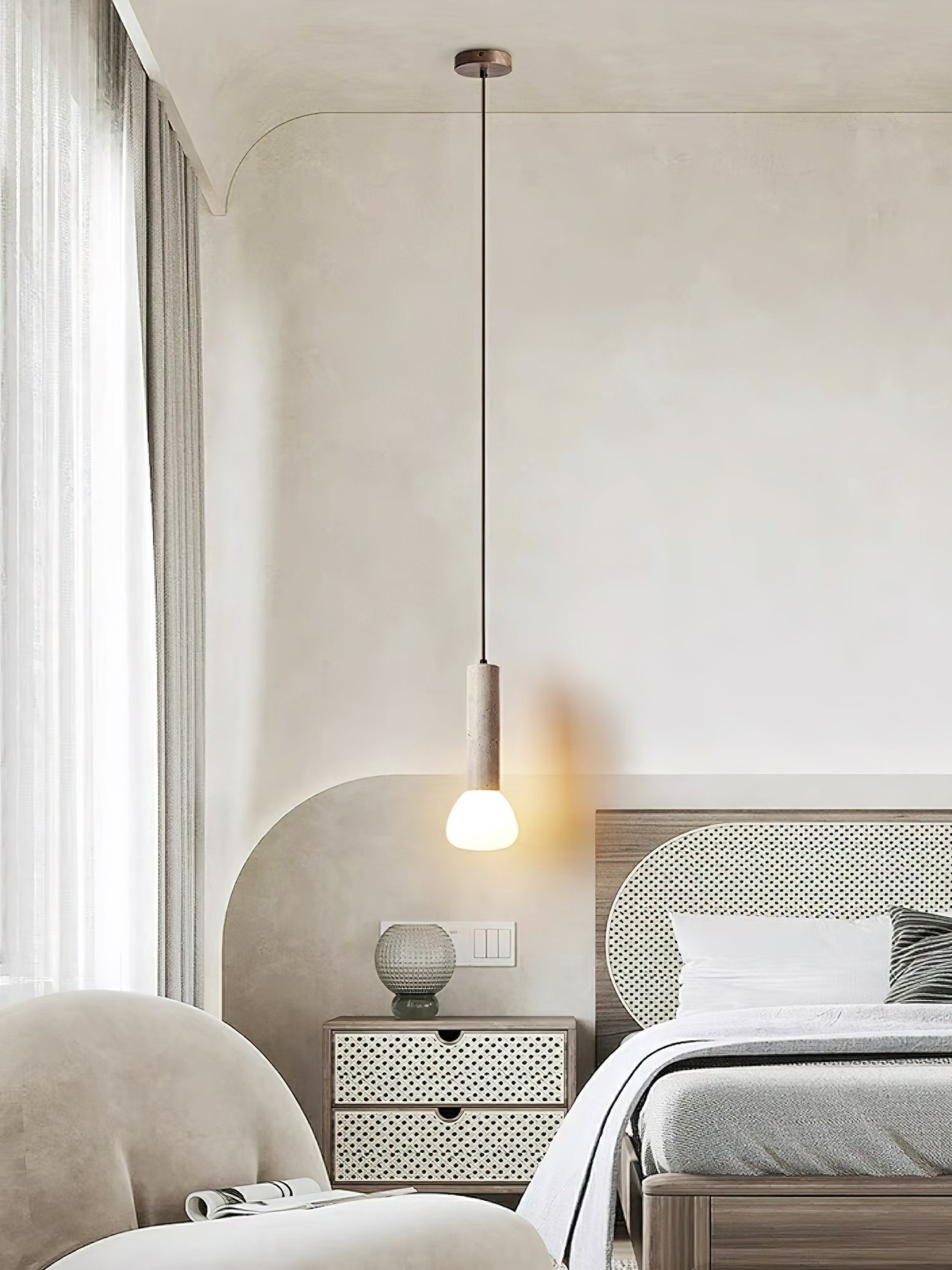 Cicaris Minimalist Travertine Pendant Light - Neutralighting