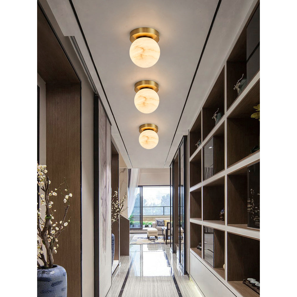 Cedoria Modern Minimalist Alabaster Ceiling Light - Lamp Copper